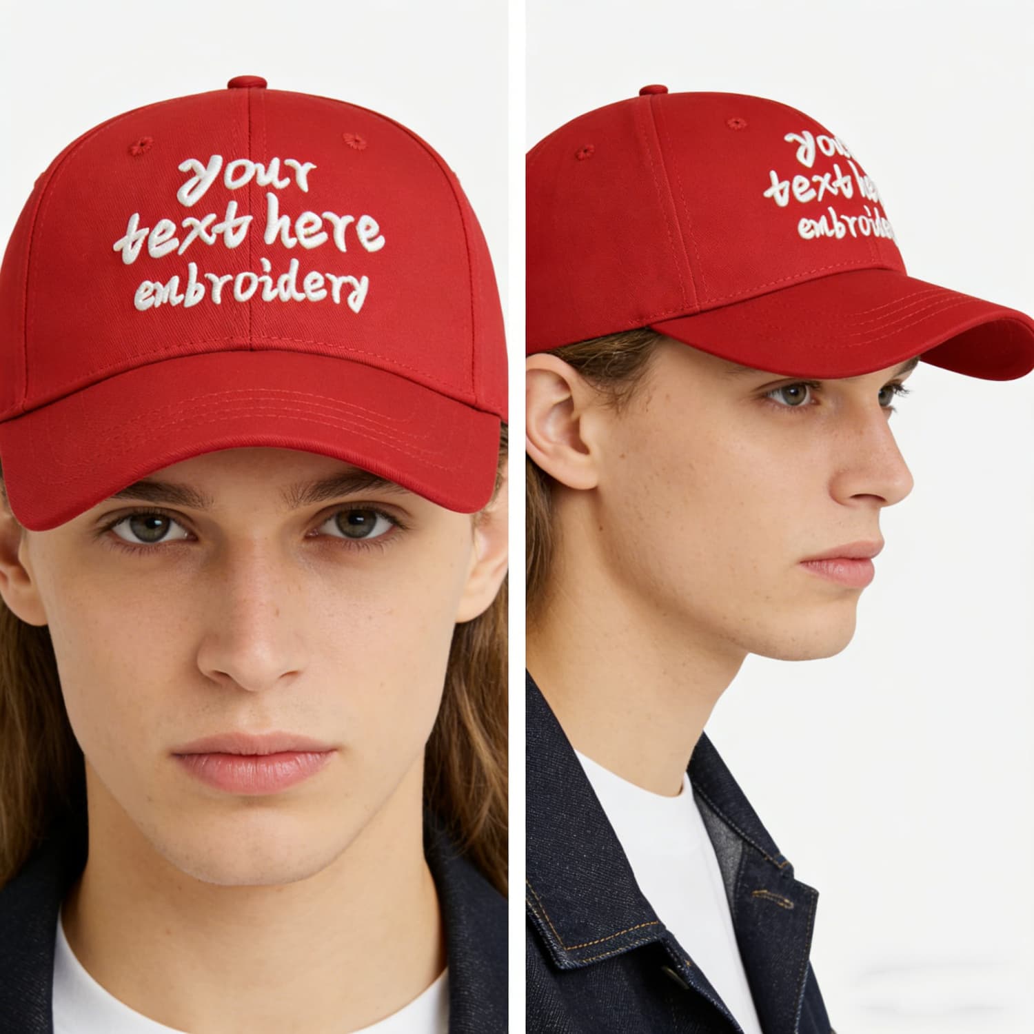 Vosoli Red Solid Baseball Cap - Unisex Custom 3D Embroidery or Print
