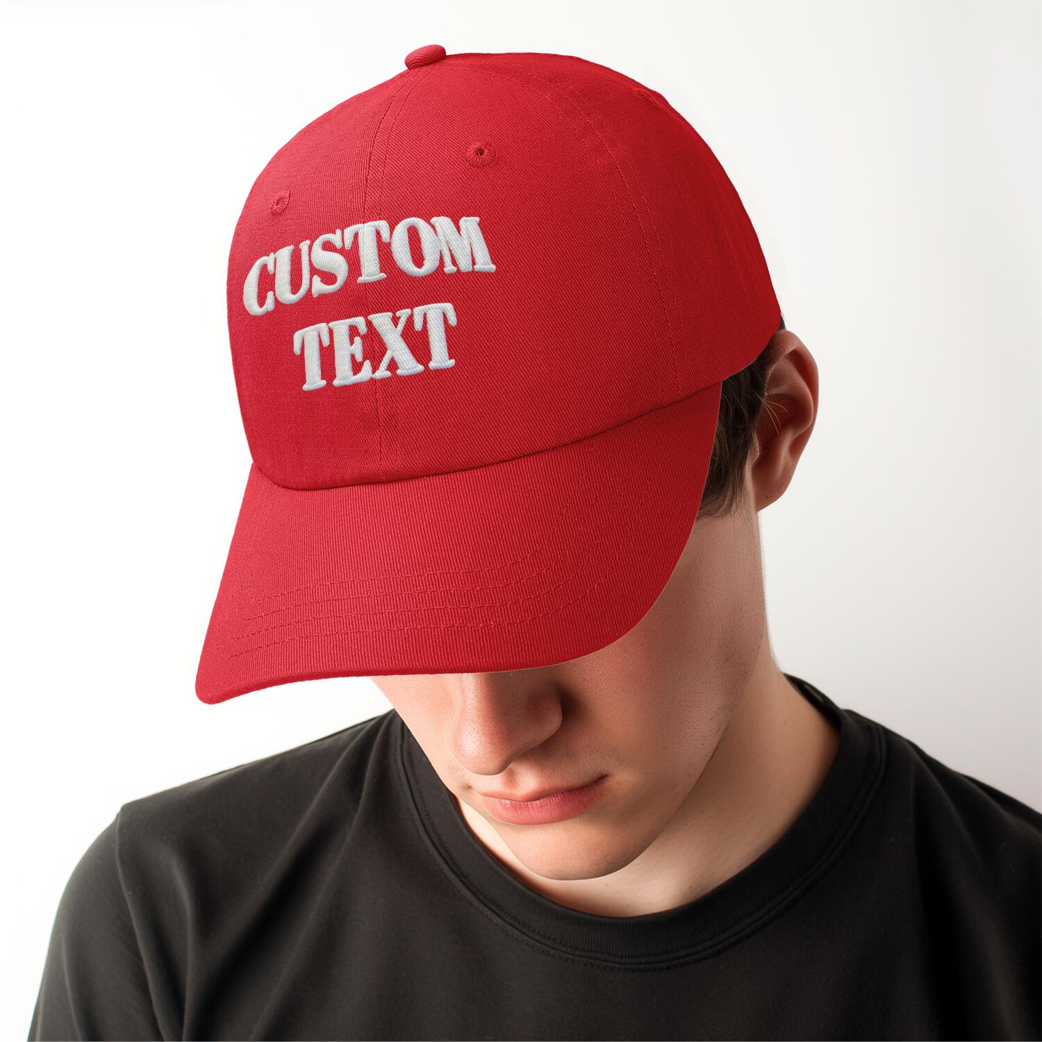 Vosoli Red Unisex Baseball Cap - Personal & Team Custom 3D Embroidery or Print Hat