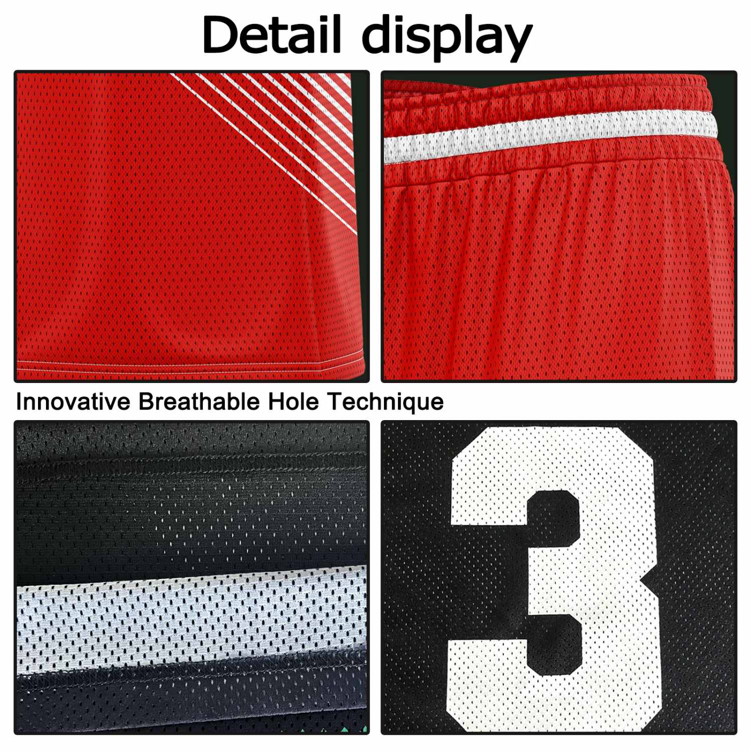 Custom Reversible Basketball Jersey & Shorts Set for Individuals & Teams – Red White Black Diagonal Stripe | Vosoli