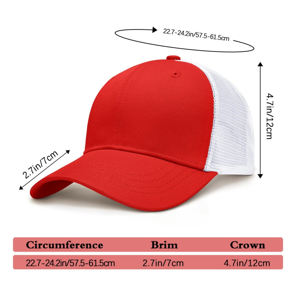 Vosoli Red White Mesh Trucker Cap - Custom Embroidered Personalized Hat