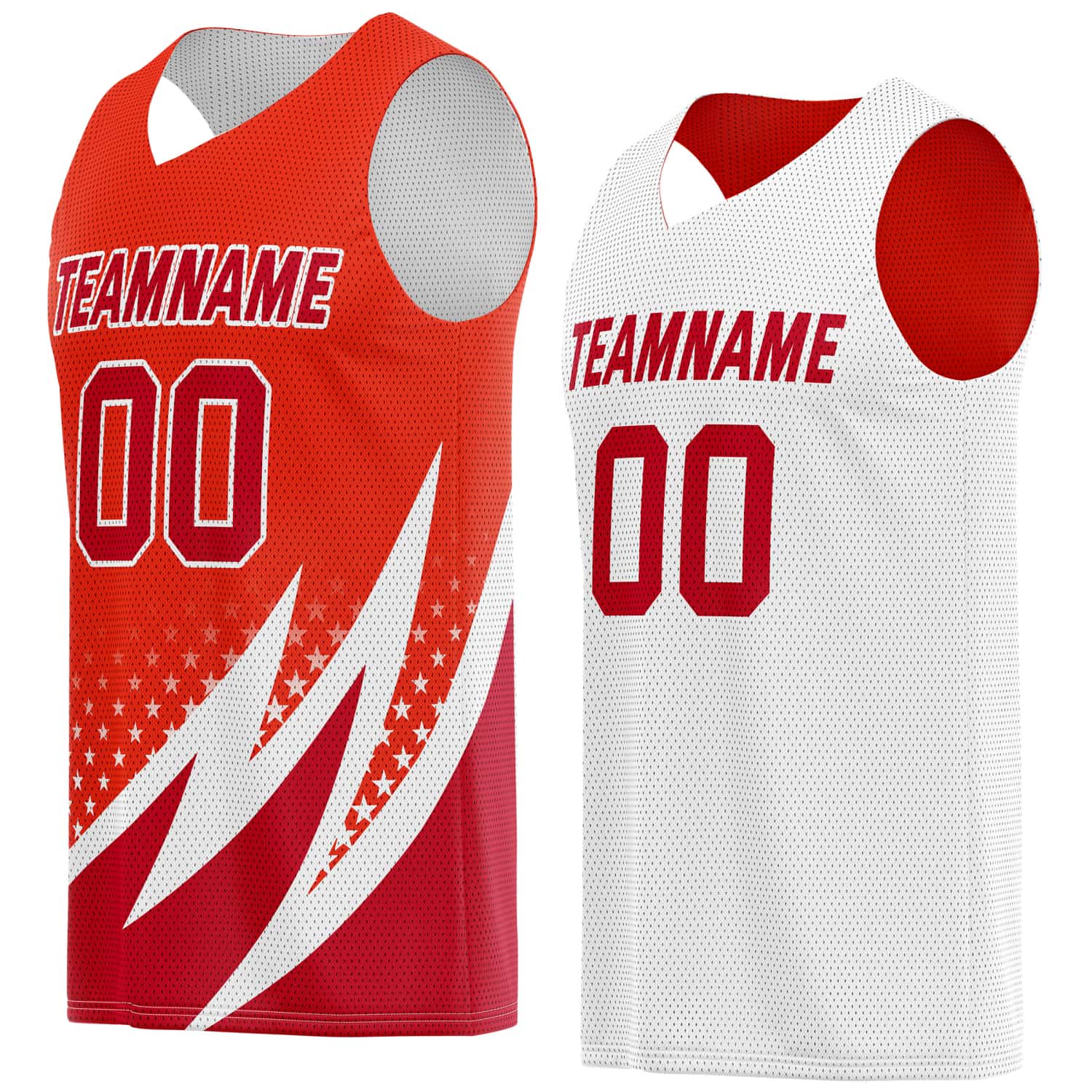 Custom Reversible Basketball Jersey for Individuals & Teams – Red White Star Stripe | Vosoli