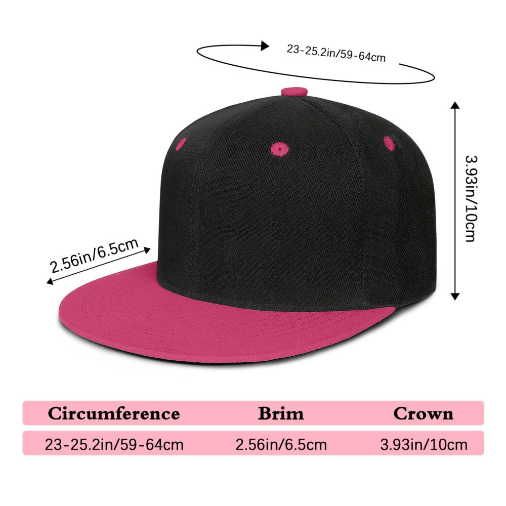 Vosoli Black Rose Red Flat Brim Cap - Custom Embroidered Personalized Hat
