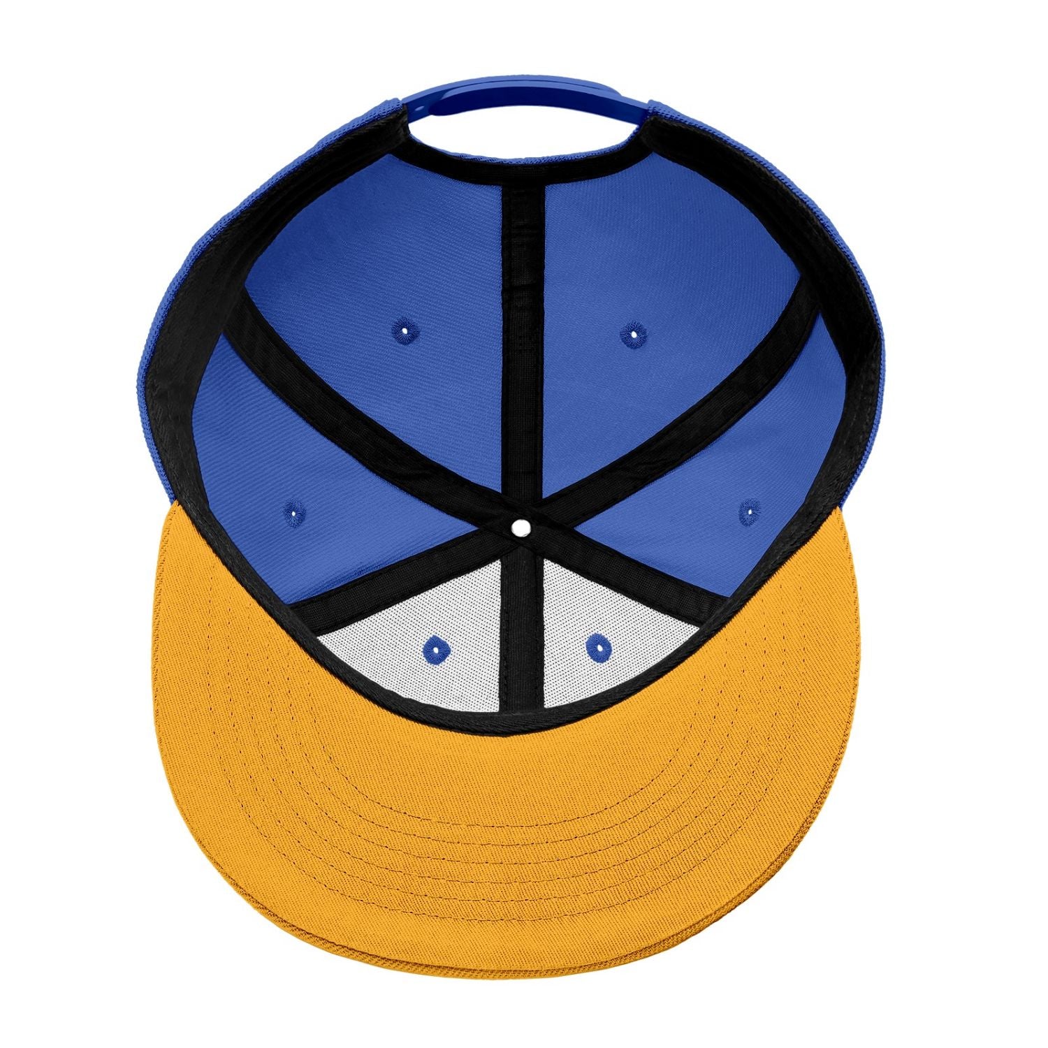 Vosoli Royal Blue & Gold Color-Block Flat-Brim Hat - Unisex Personal & Team Custom 3D Embroidery or Print Cap
