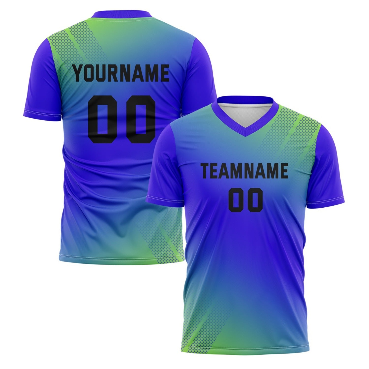 Custom Royal Blue & Green Ombré Soccer Jersey for Teams & Individuals | Vosoli