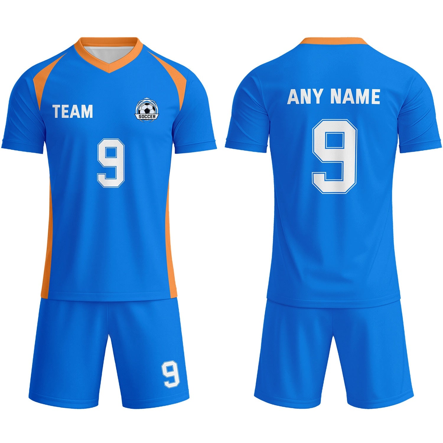 Custom Royal Blue & Orange-White Soccer Uniform Set - Personalized Team Name & Number | Vosoli