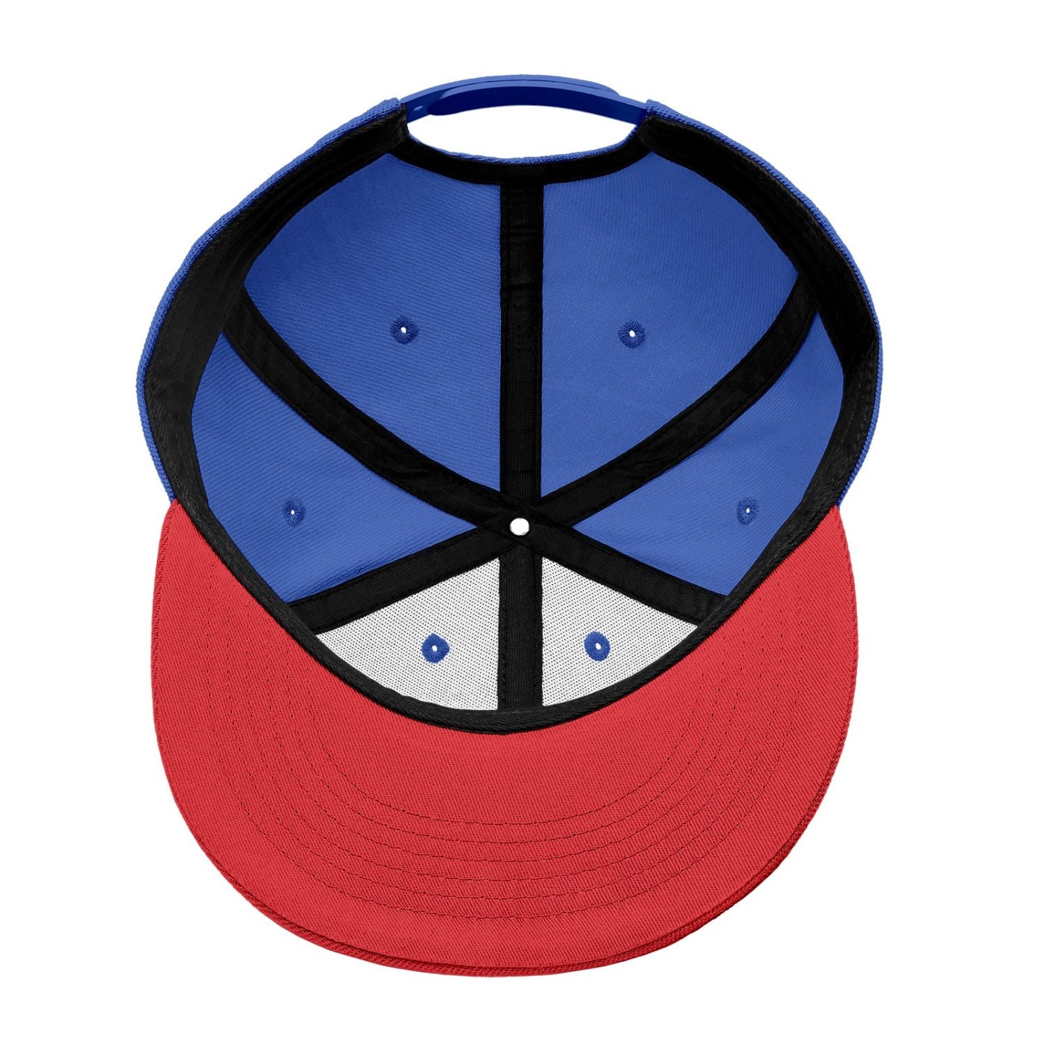 Vosoli Royal Blue & Red Color-Block Flat-Brim Hat - Unisex Personal & Team Custom 3D Embroidery or Print Cap