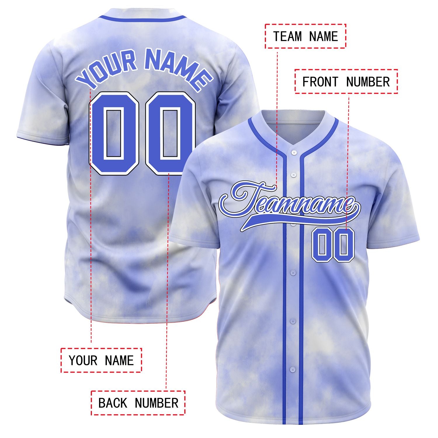 VOSOLI Royal Purple Tie-Dye Graffiti Custom Stitched Baseball Jersey