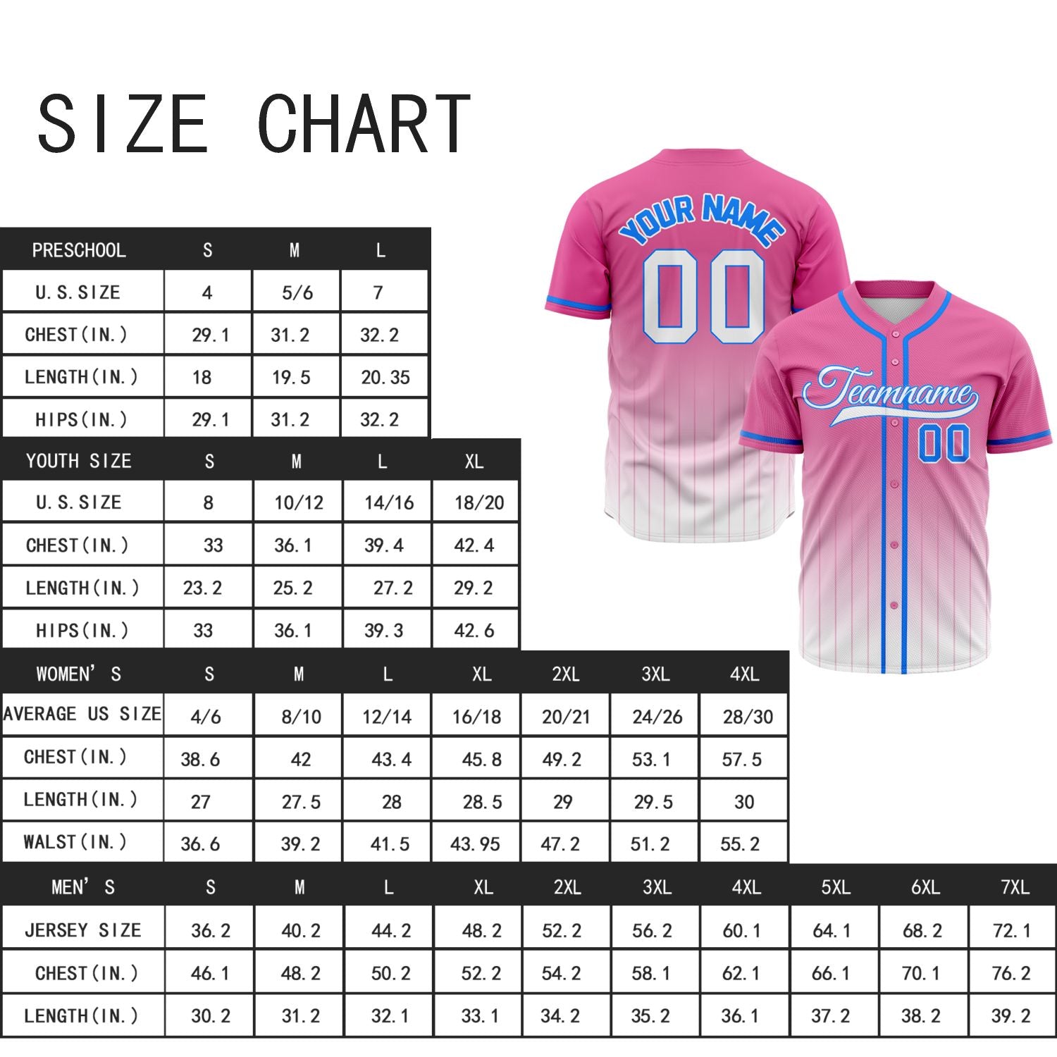 VOSOLI Sakura Pink & White Gradient Pinstripe Baseball Jersey