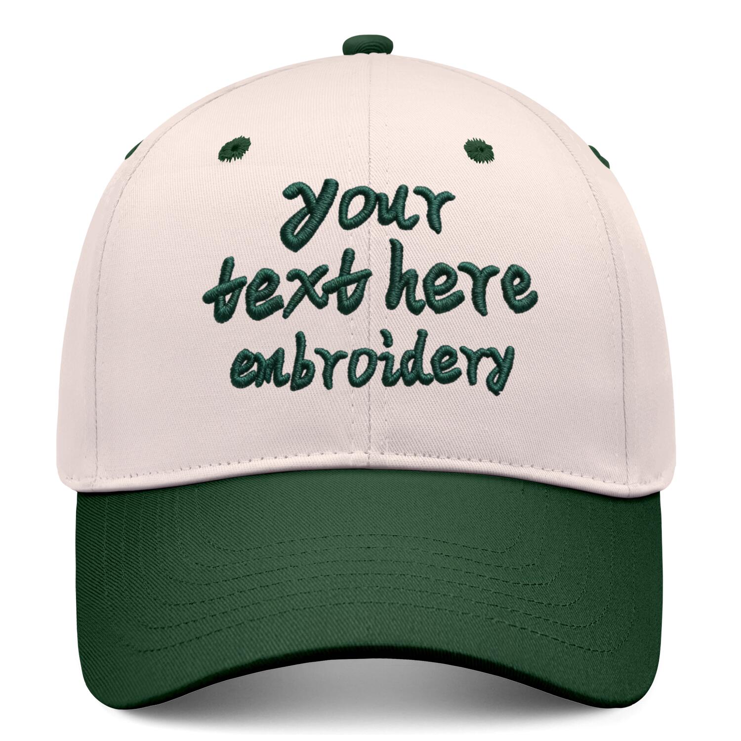 Vosoli Sand & Green Color-Block Deep Bill Baseball Cap - Unisex Custom 3D Embroidery or Print Hat