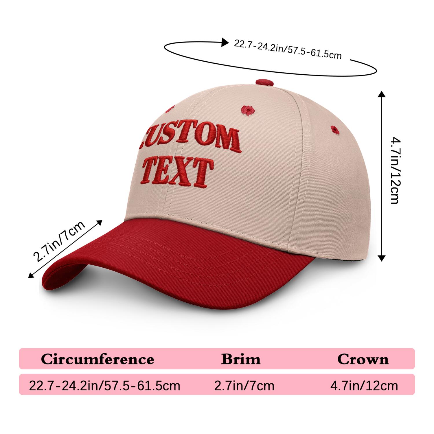 Vosoli Sand Red Two-Tone Baseball Cap - Unisex Custom 3D Embroidery or Print
