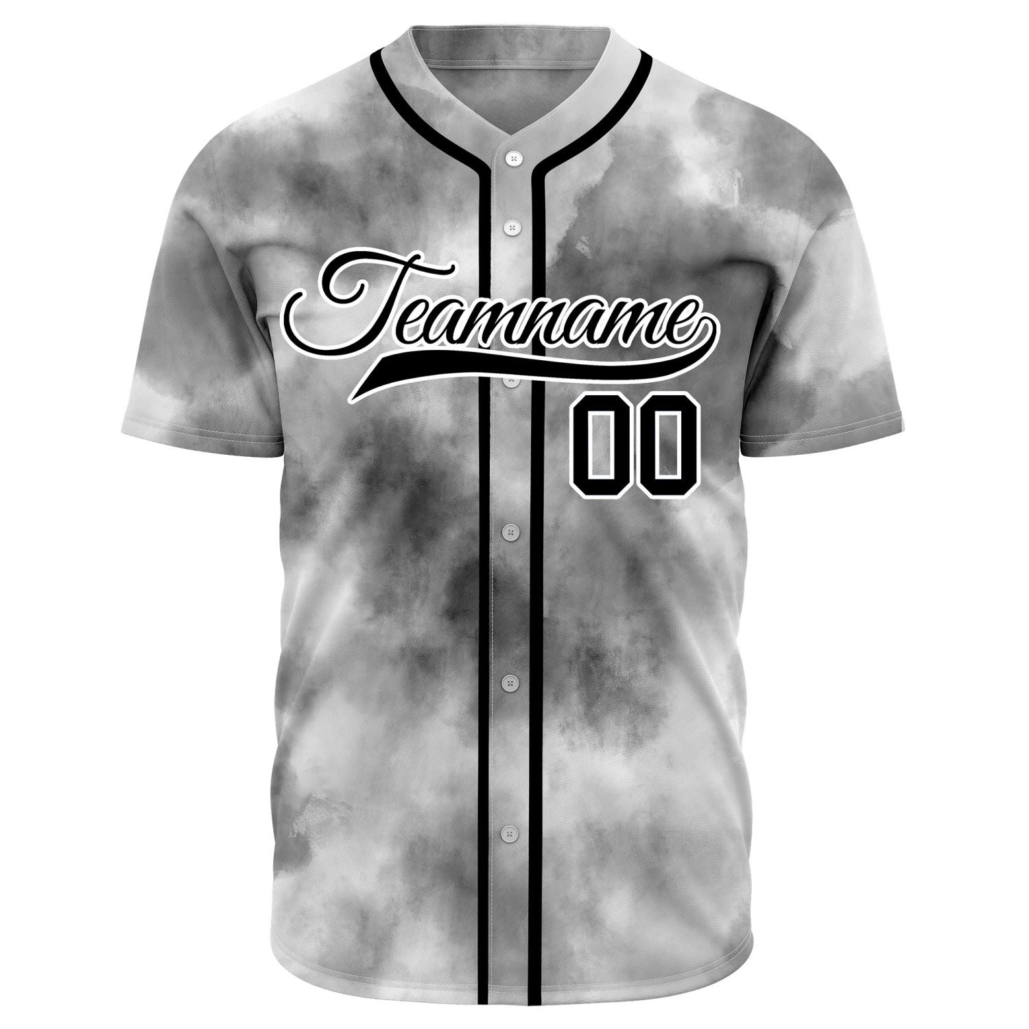 VOSOLI Smoke Grey Tie-Dye Graffiti Custom Stitched Baseball Jersey