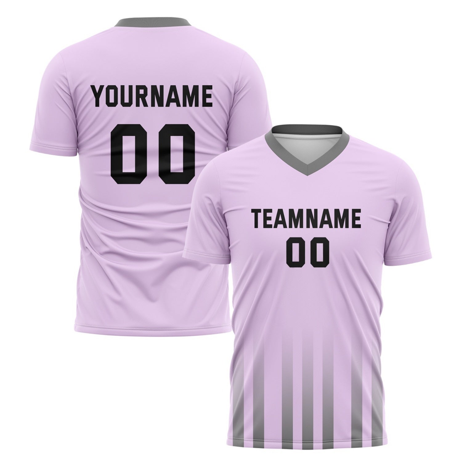 Custom Soft Lavender & Grey Gradient Stripe Soccer Jersey for Teams & Individuals | Vosoli