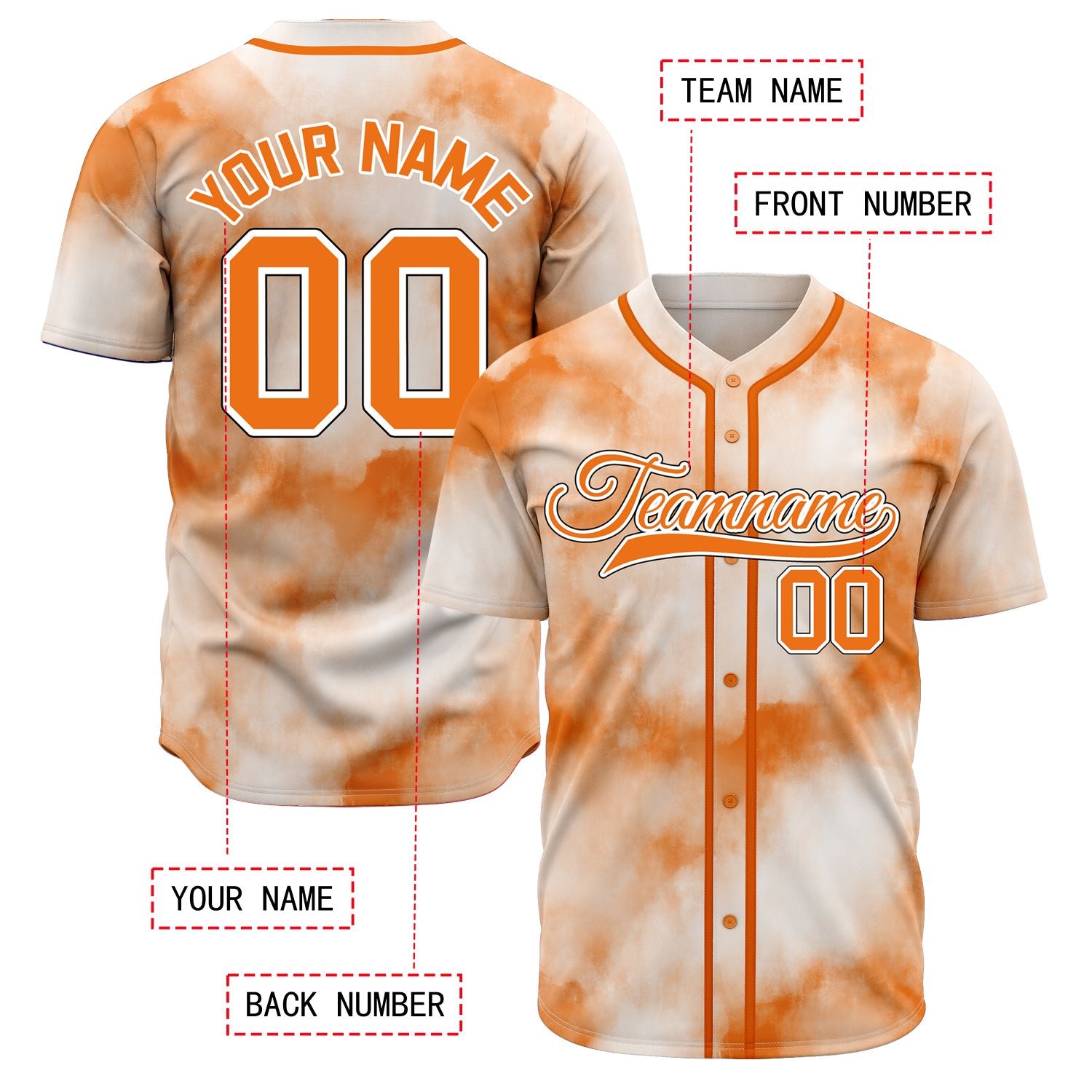 VOSOLI Sunset Blaze Tie-Dye Graffiti Custom Stitched Baseball Jersey