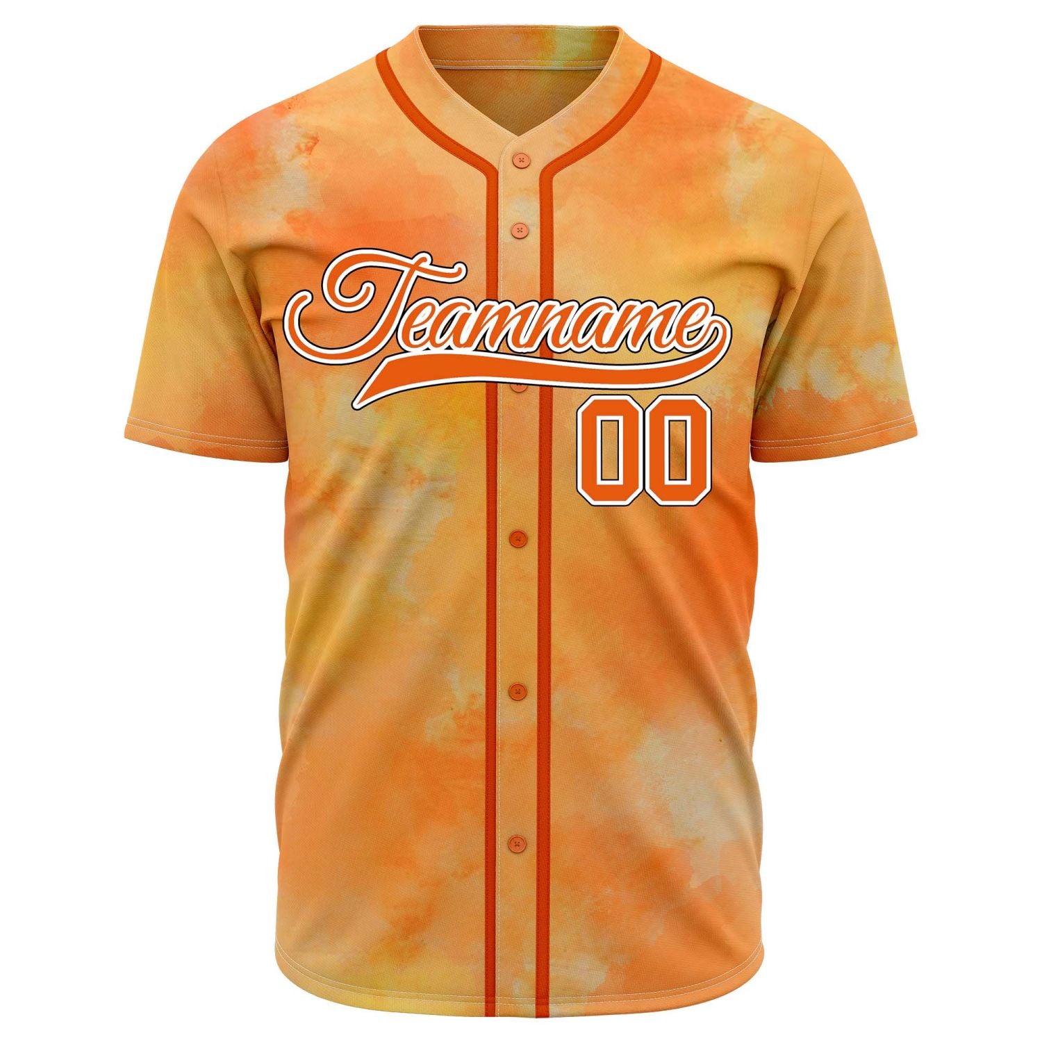 VOSOLI Sunset Vibrant Orange Tie-Dye Graffiti Custom Stitched Baseball Jersey