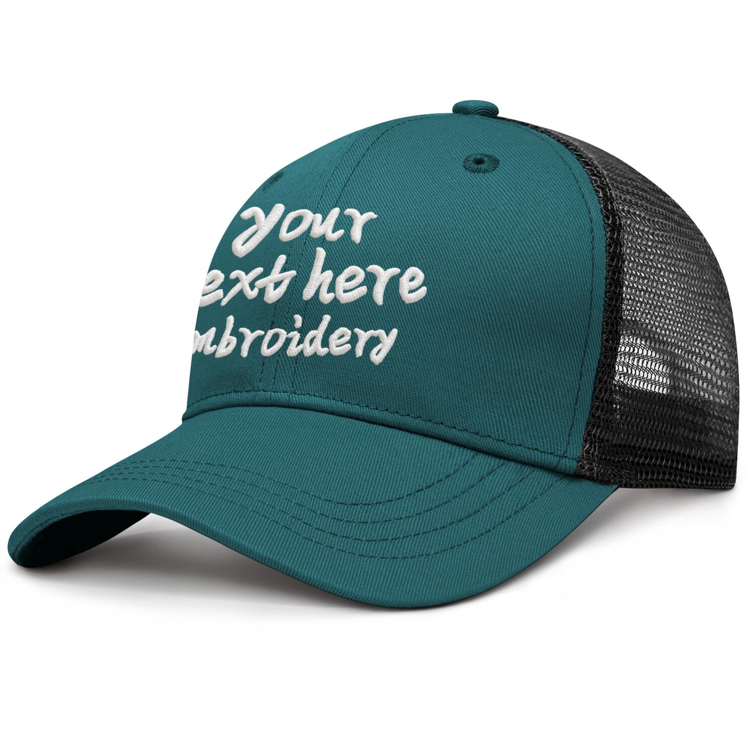 Vosoli Teal & Black Mesh-Back Baseball Cap - Unisex Custom 3D Embroidery or Print Hat