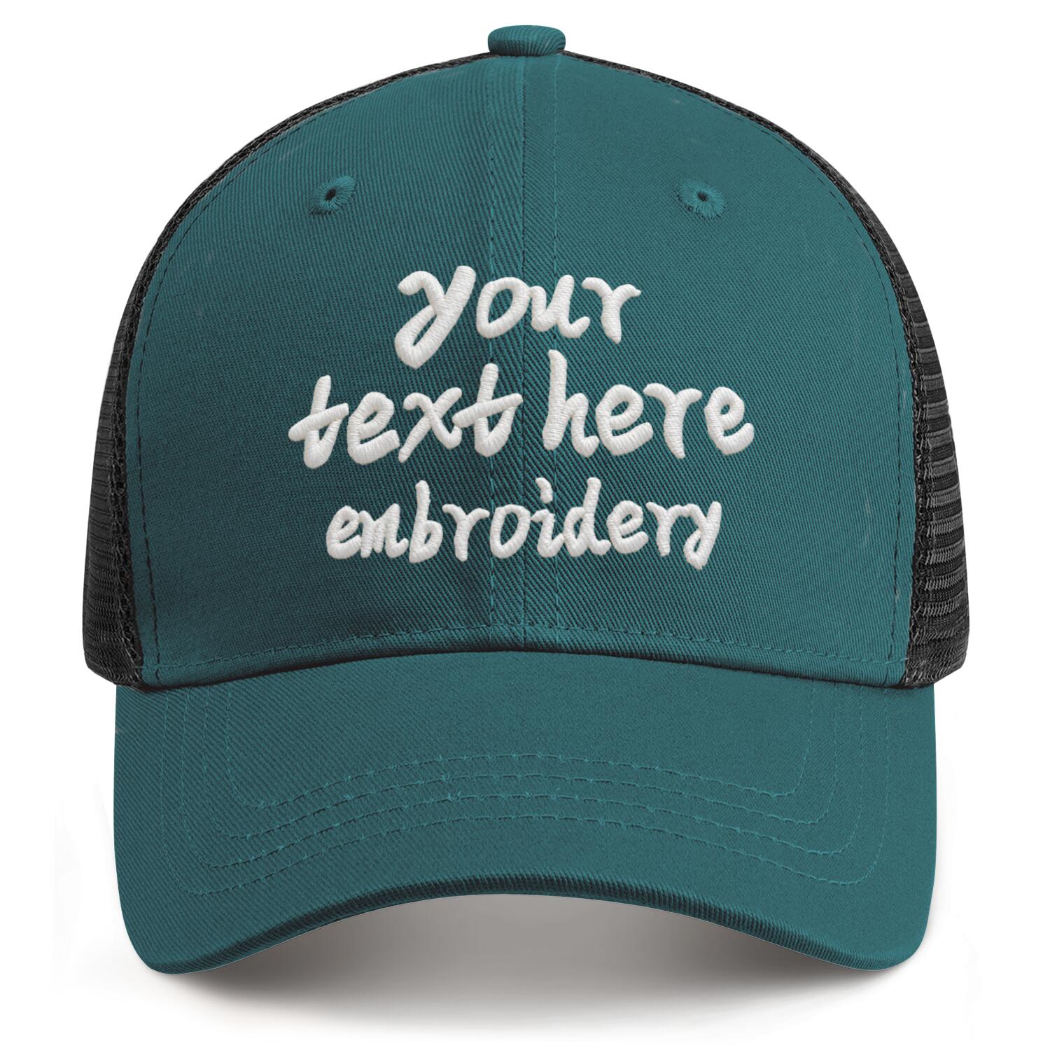 Vosoli Teal & Black Mesh-Back Baseball Cap - Unisex Custom 3D Embroidery or Print Hat