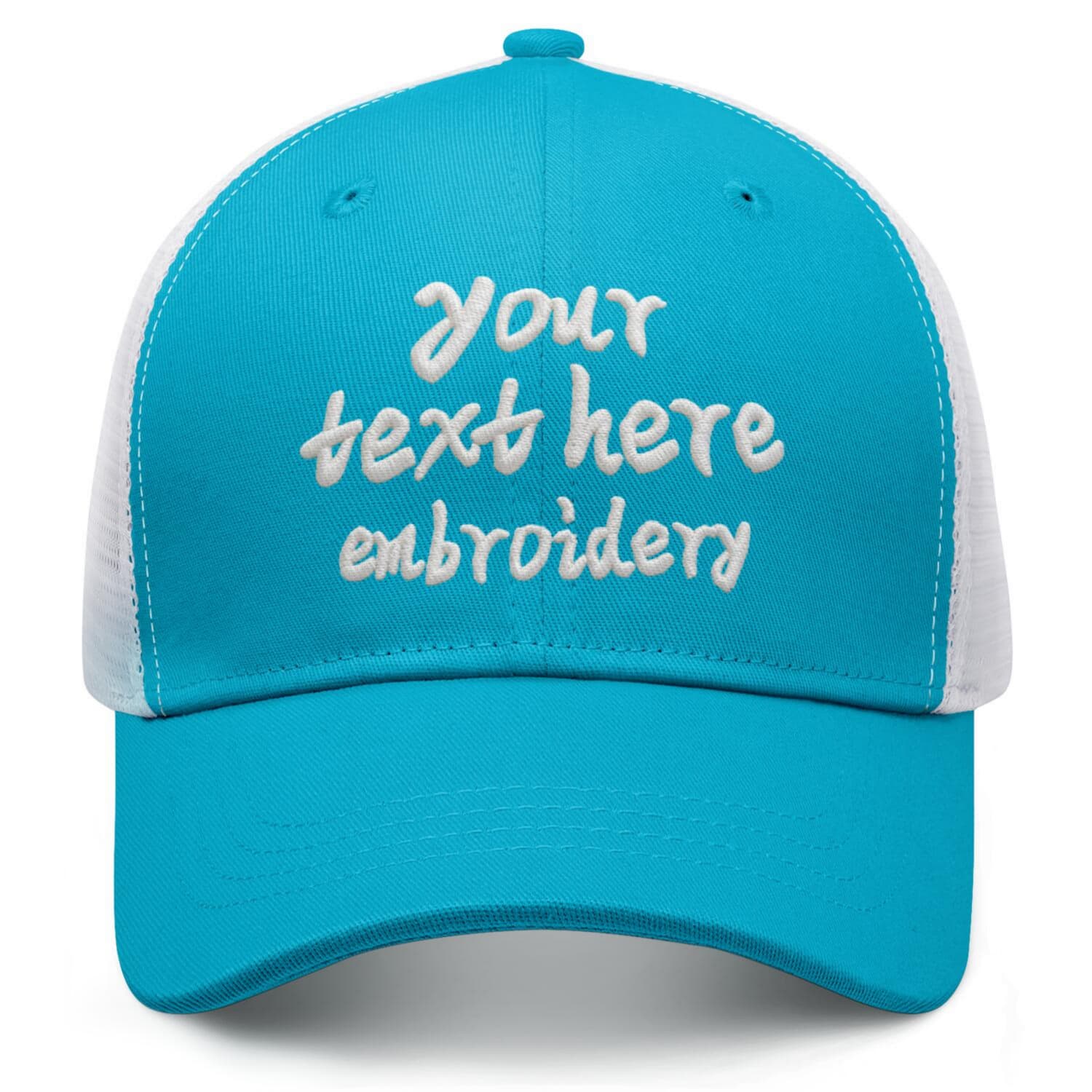 Vosoli Turquoise White Mesh Trucker Cap - Custom Embroidered Personalized Hat