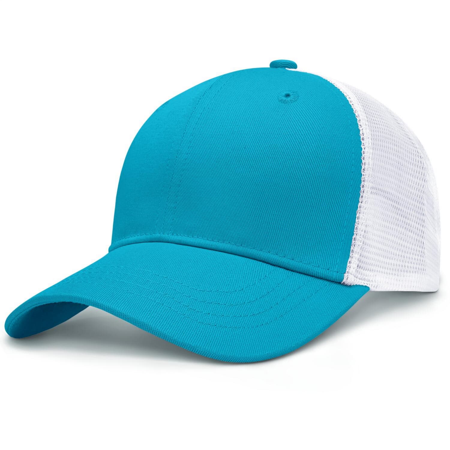 Vosoli Turquoise White Mesh Trucker Cap - Custom Embroidered Personalized Hat