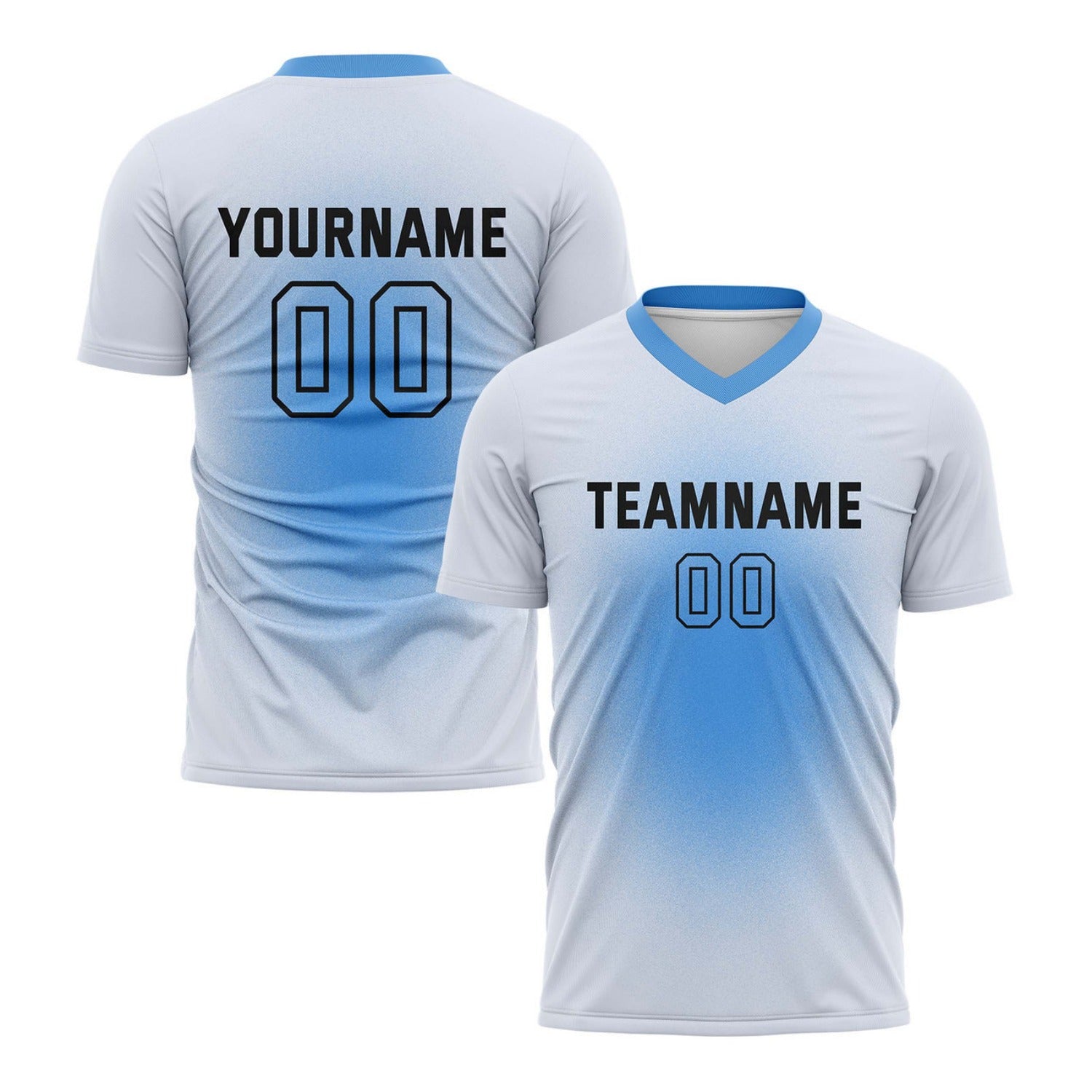 Custom White & Aqua Blue Gradient Soccer Jersey for Teams & Individuals | Vosoli