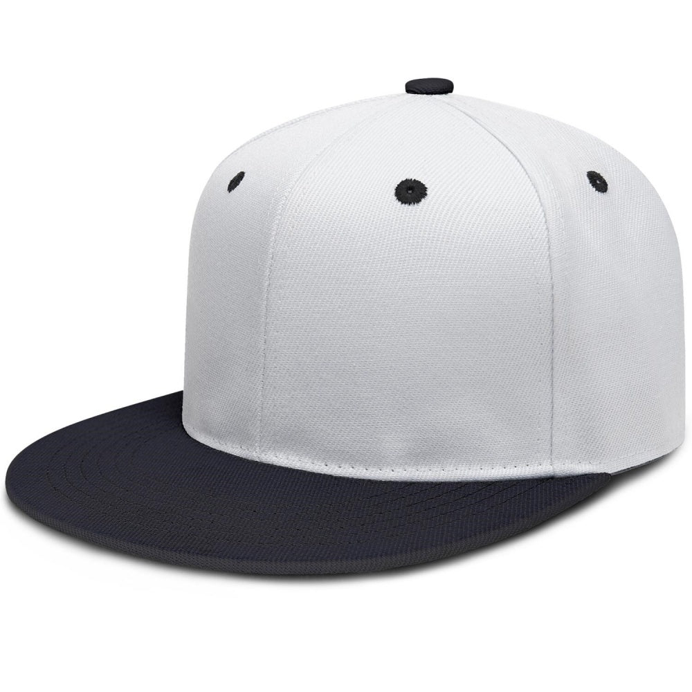 Vosoli White Black Flat Brim Cap - Custom Embroidered Personalized Hat
