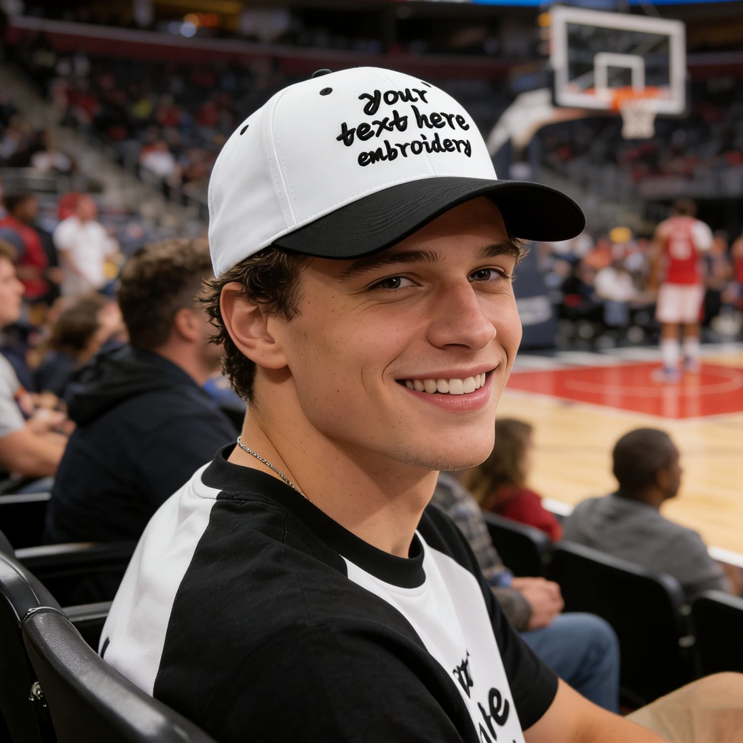 Vosoli White & Black Two-Tone Unisex Deep Bill Baseball Cap - Personal & Team Custom 3D Embroidery or Print Hat