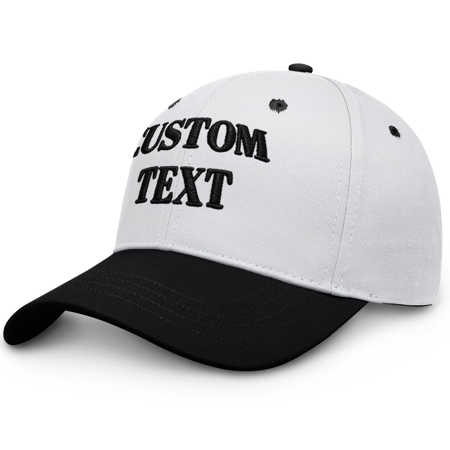 Vosoli White & Black Two-Tone Unisex Baseball Cap - Personal & Team Custom 3D Embroidery or Print Hat