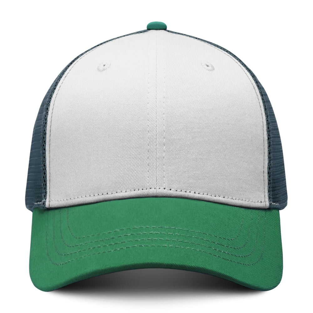 Vosoli White & Green-Black Mesh-Back Trucker Cap - Unisex Personal & Team Custom 3D Embroidery or Print Hat