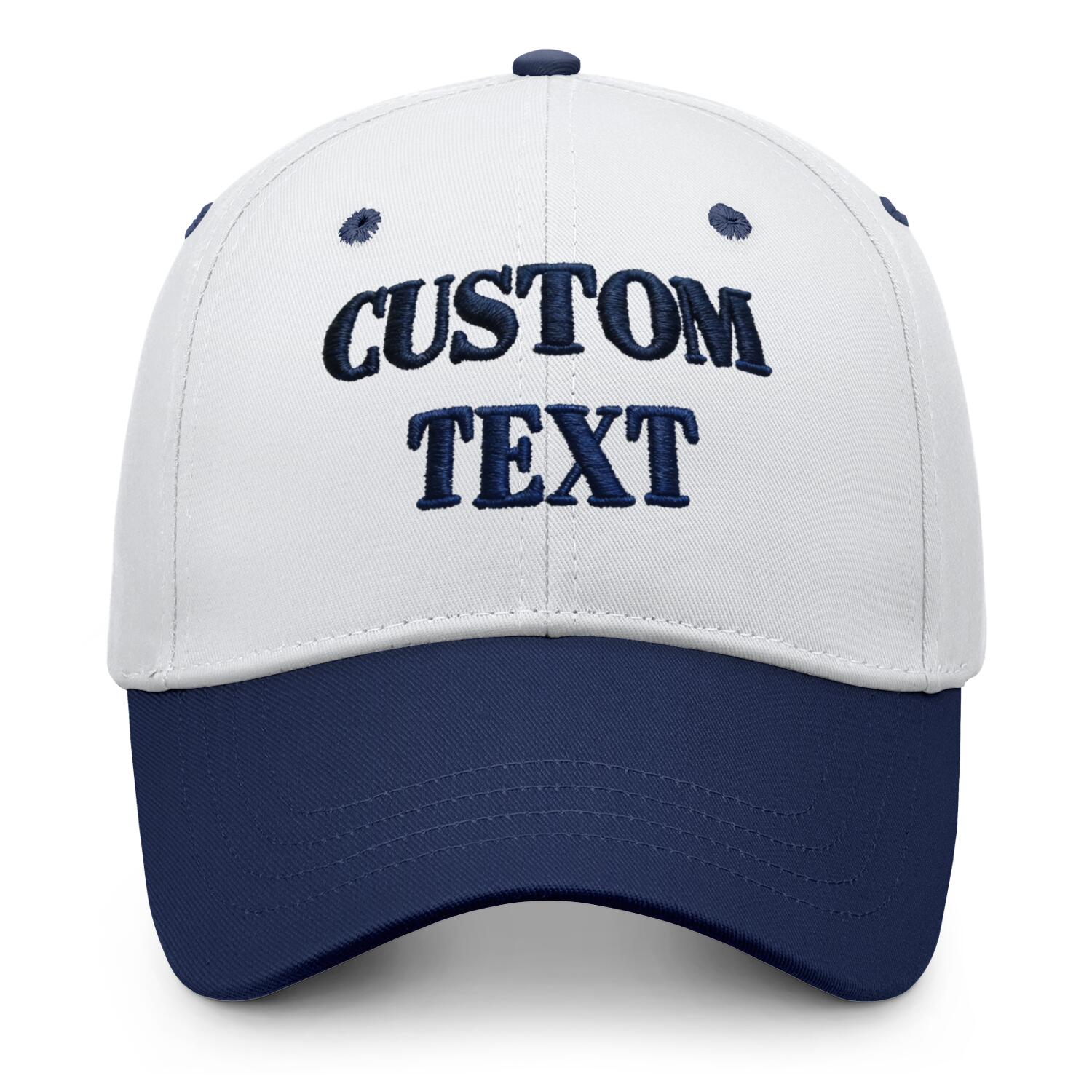 Vosoli White & Navy Two-Tone Baseball Cap - Unisex Custom 3D Embroidery or Print
