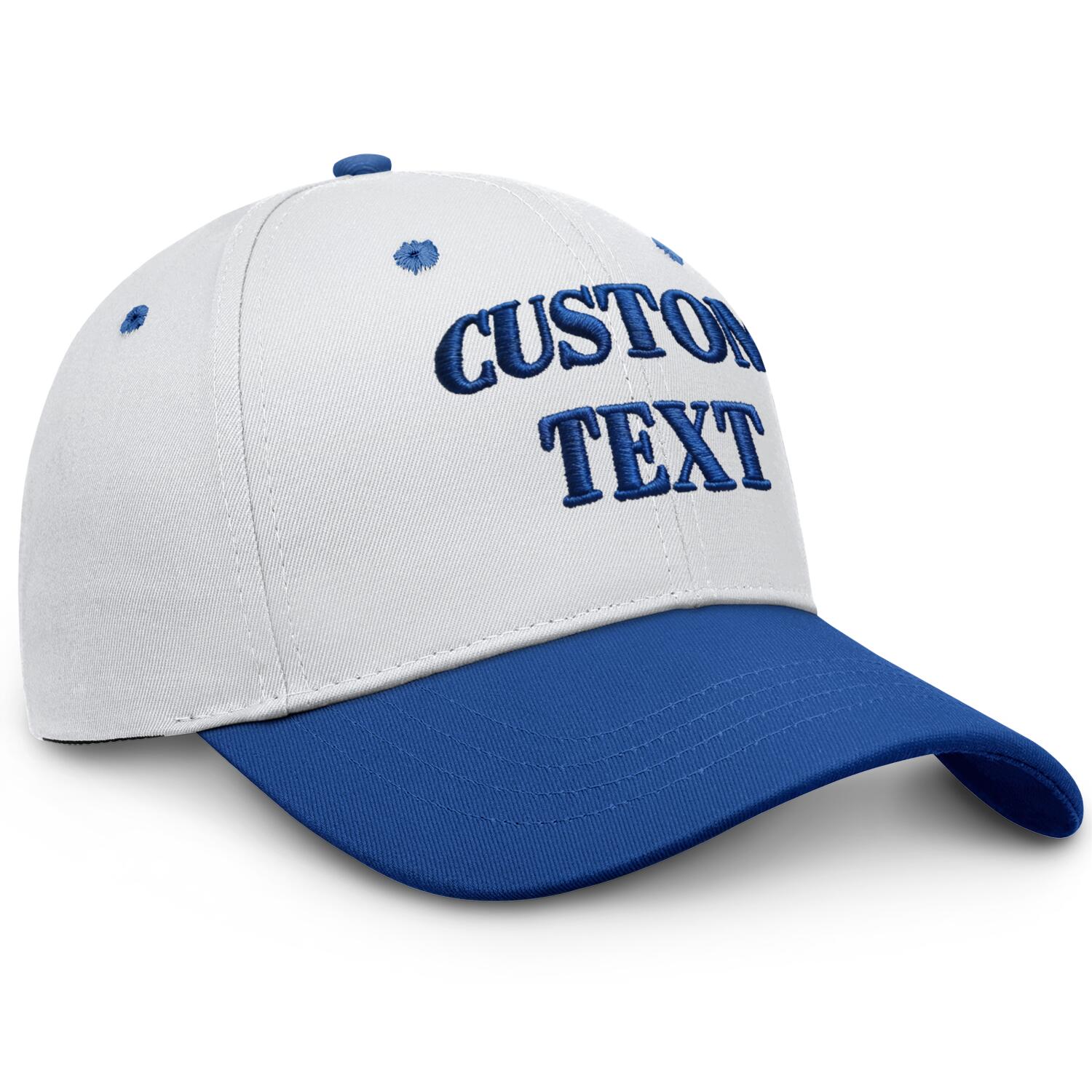 Vosoli White Blue Two-Tone Baseball Cap - Unisex Custom 3D Embroidery or Print