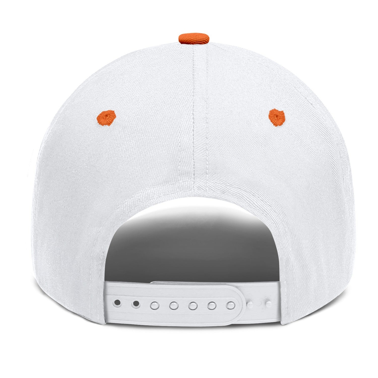 Vosoli White & Orange Two-Tone Unisex Baseball Cap - Personal & Team Custom 3D Embroidery or Print Hat