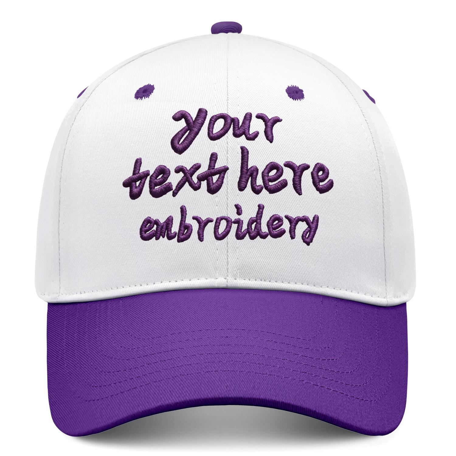 Vosoli White & Purple Two-Tone Unisex Deep Bill Baseball Cap - Personal & Team Custom 3D Embroidery or Print Hat