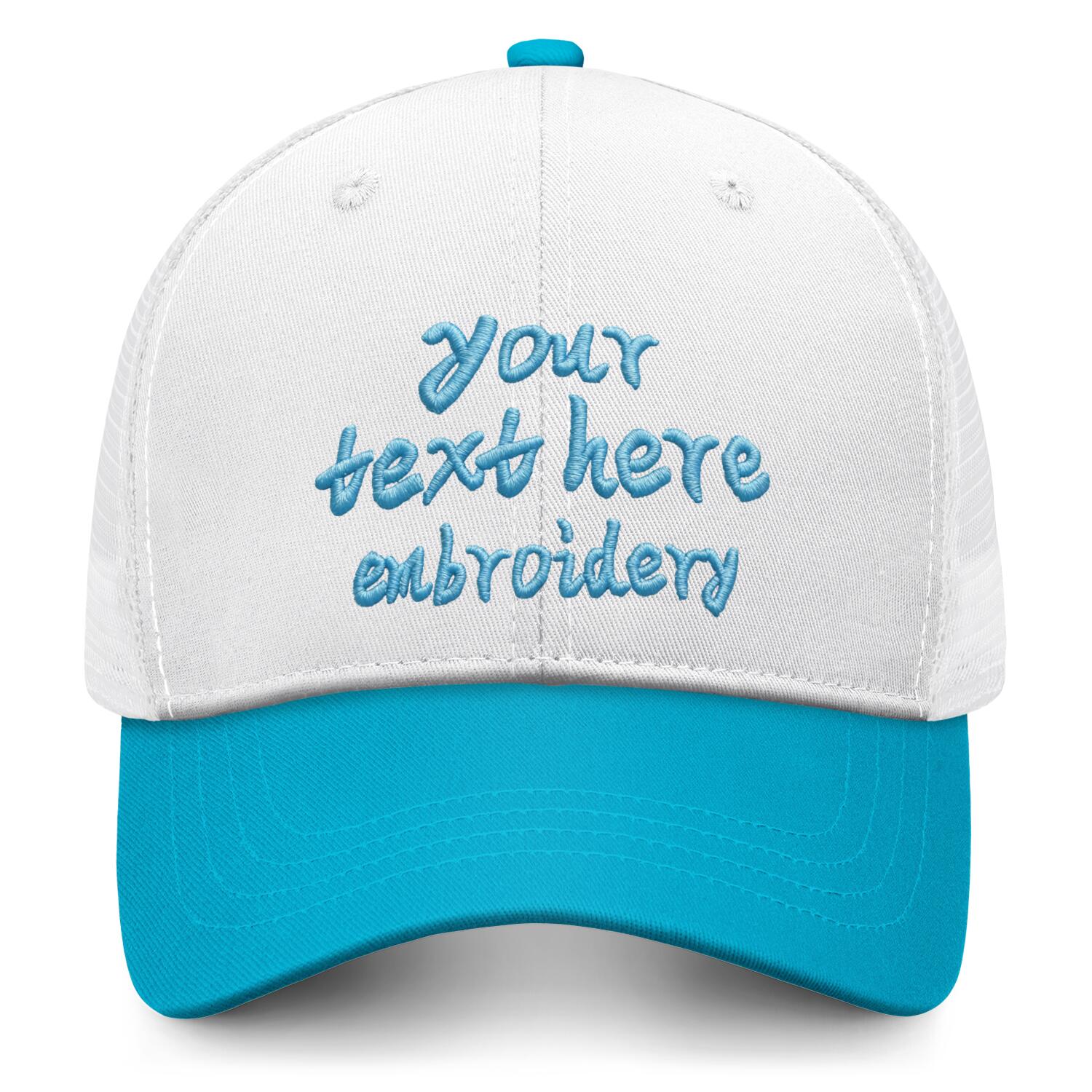 Vosoli White & Turquoise Color-Block Trucker Hat - Unisex Custom 3D Embroidery or Print