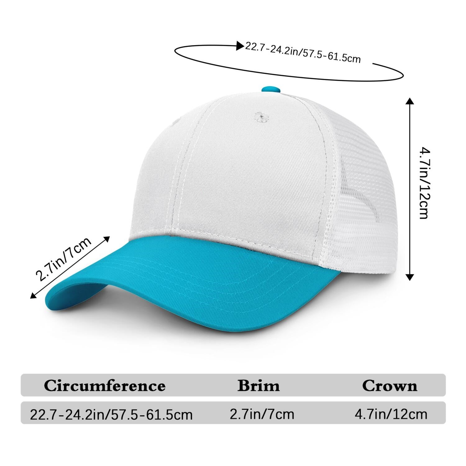 Vosoli White & Turquoise Color-Block Trucker Hat - Unisex Custom 3D Embroidery or Print
