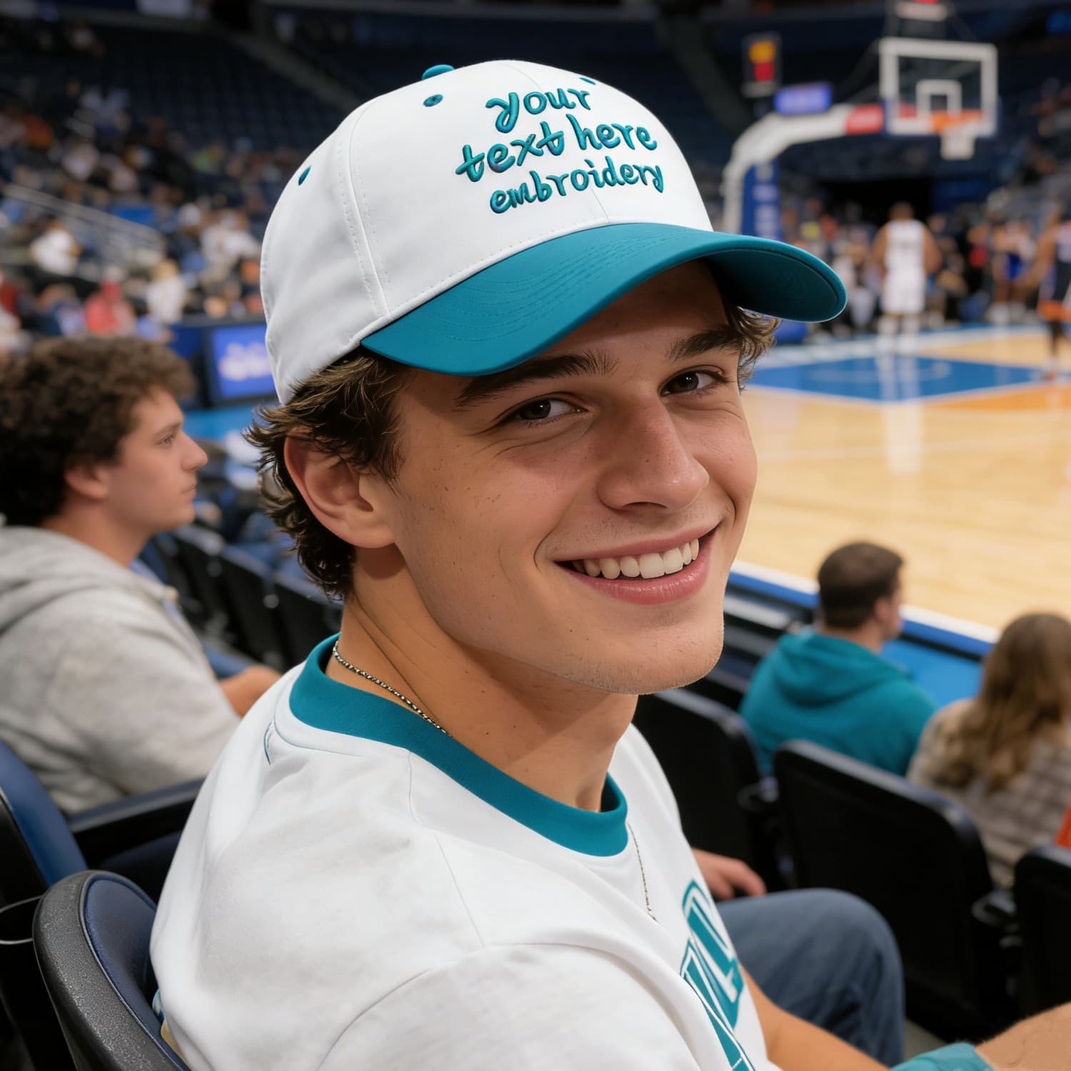 Vosoli White & Turquoise Two-Tone Unisex Deep Bill Baseball Cap - Personal & Team Custom 3D Embroidery or Print Hat