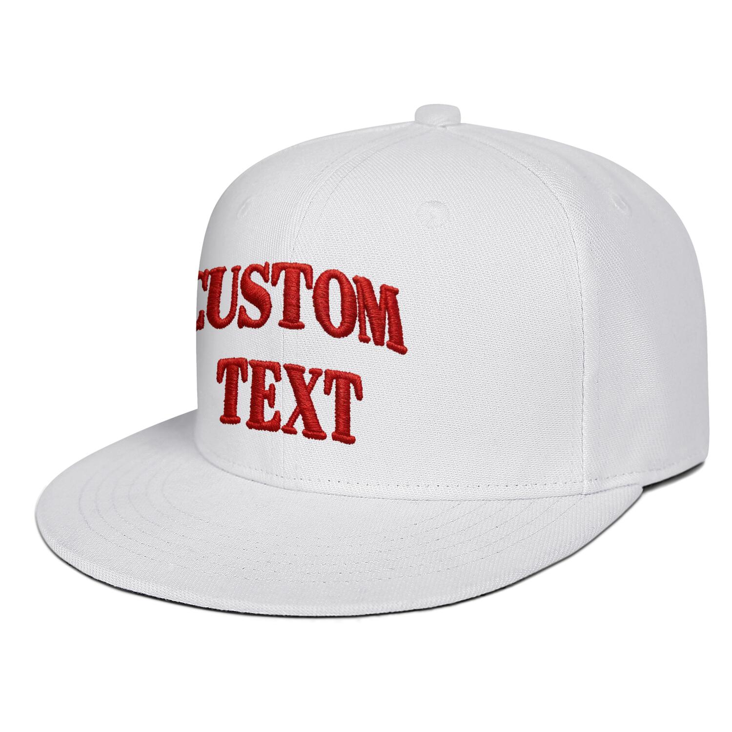 Vosoli White Unisex Flat Brim Cap - Team Custom 3D Embroidery or Print Personalized Hat