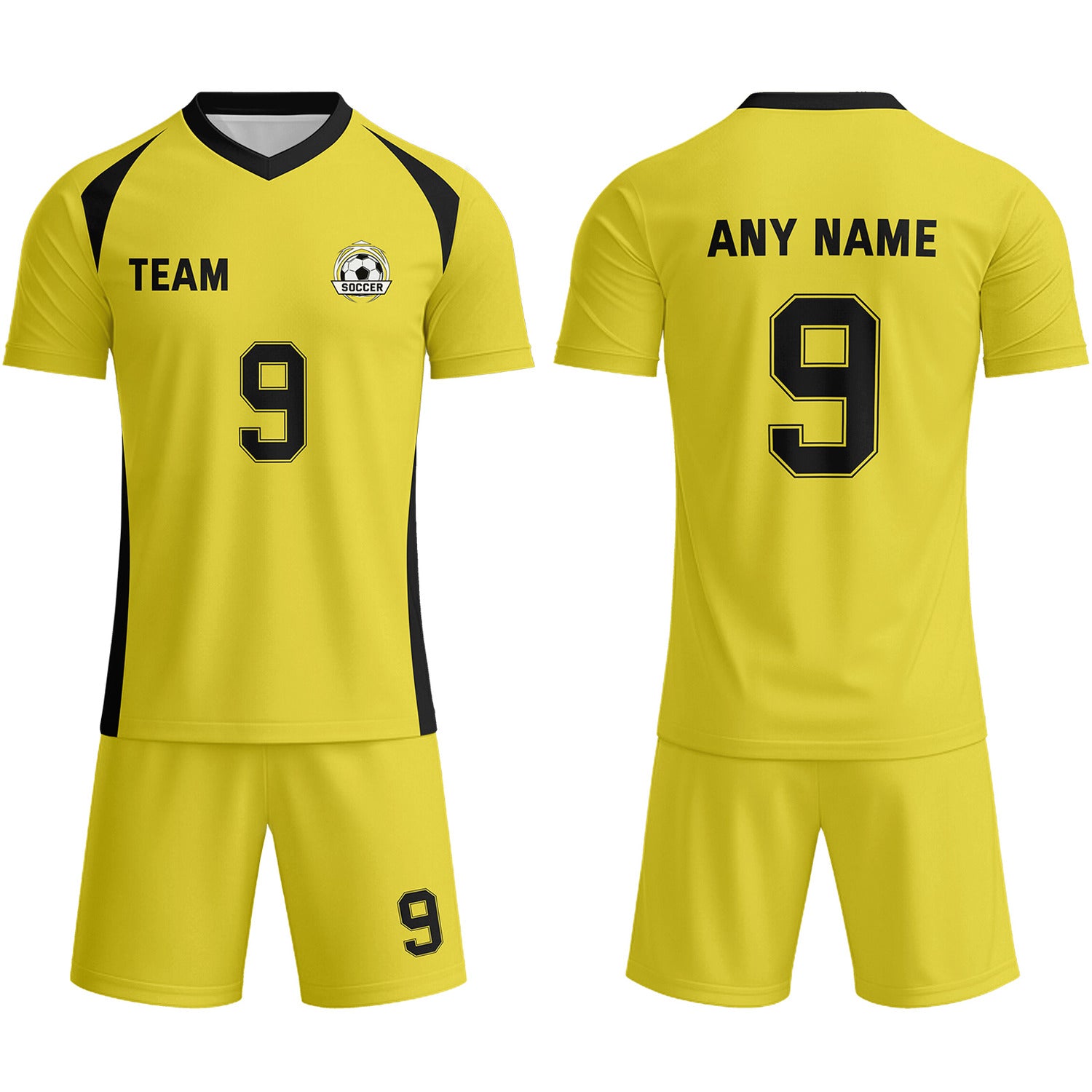Custom Yellow & Black Soccer Uniform Set - Personalized Team Name & Number | Vosoli