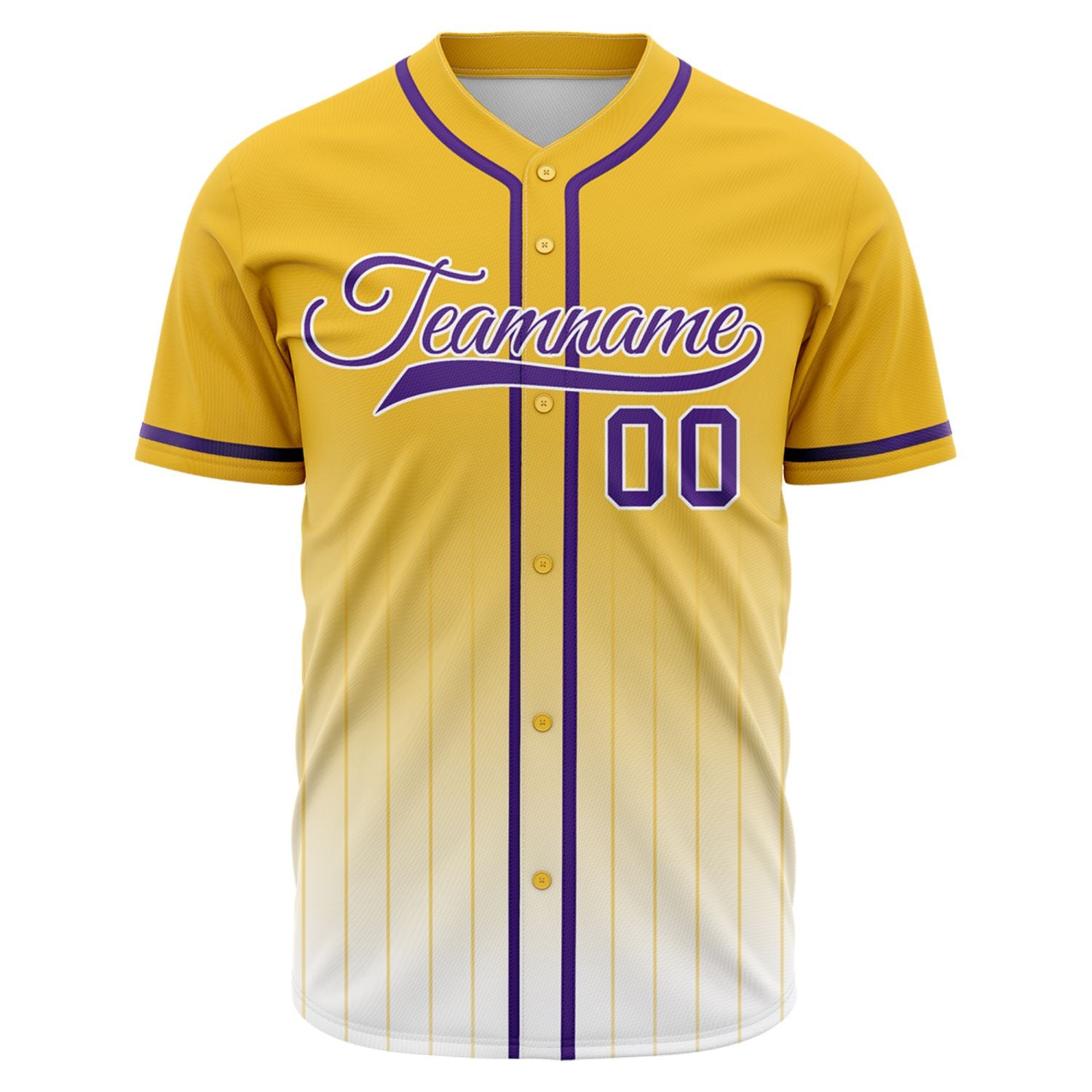 VOSOLI Royal Gold Yellow & Purple Gradient Pinstripe Baseball Jersey