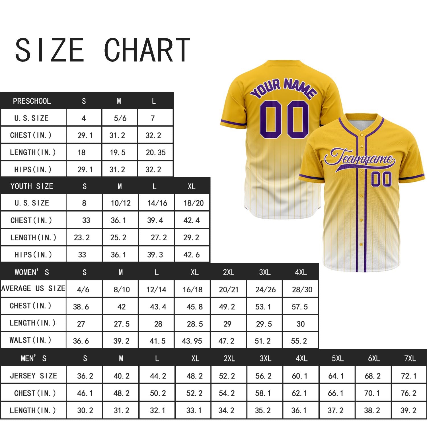 VOSOLI Royal Gold Yellow & Purple Gradient Pinstripe Baseball Jersey