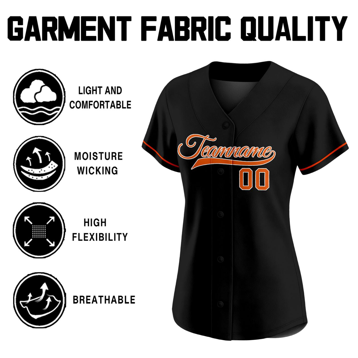 Women's Custom Black Baseball Jersey - Personalized Team Softball Shirt