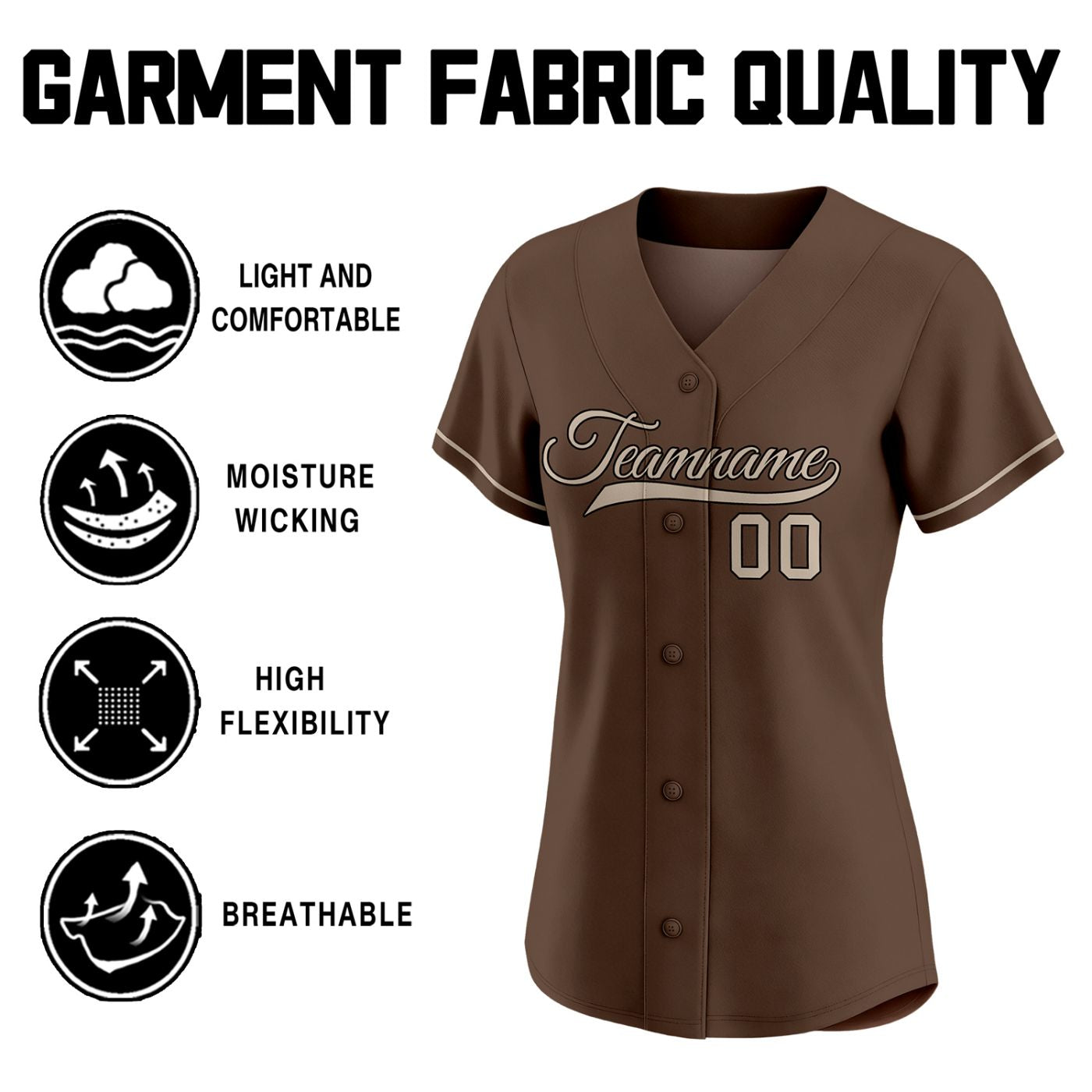 Women's Custom Brown Baseball Jersey - Personalized Team Softball Shirt