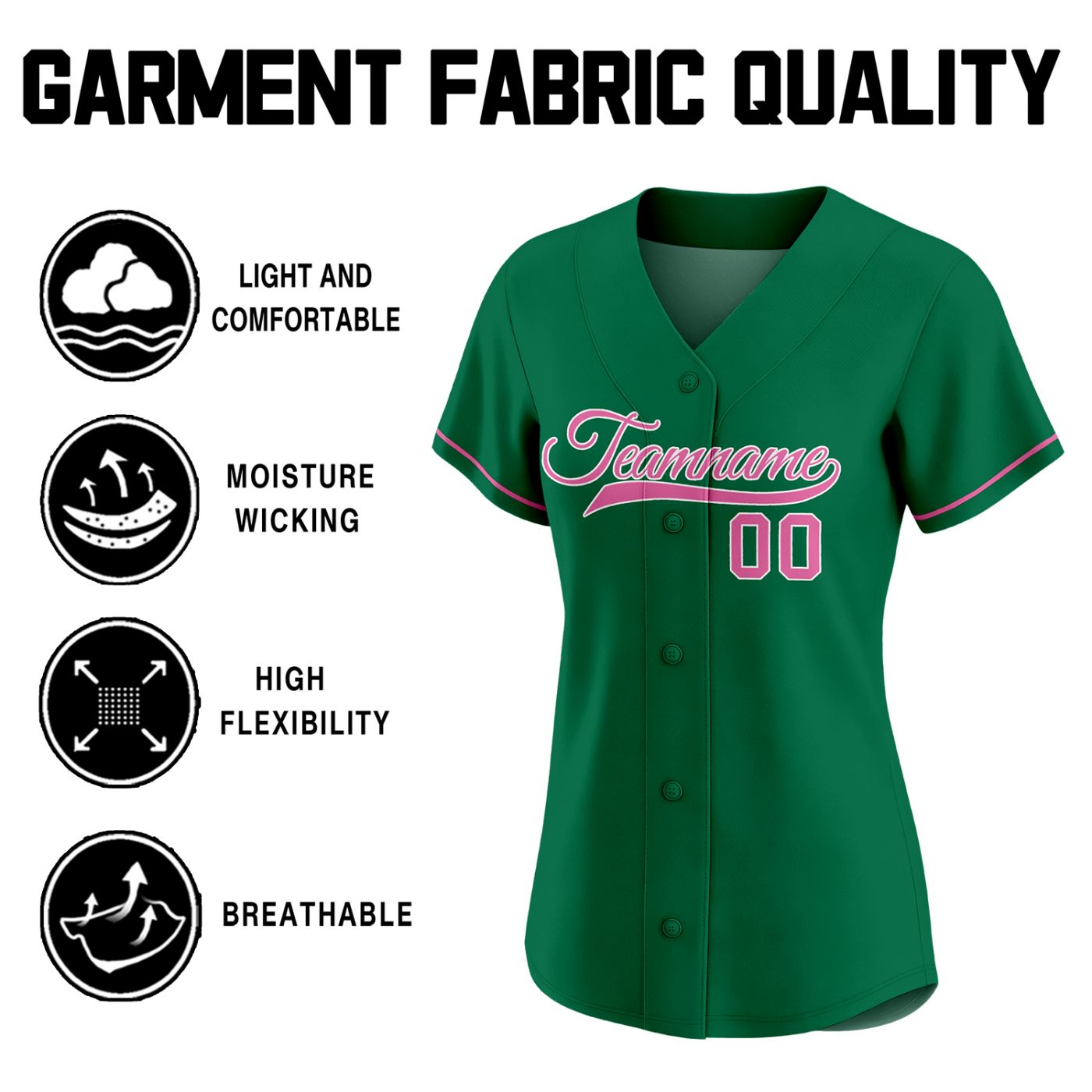 Women's Custom Forest Green Baseball Jersey - Personalized Pink Accent Softball Shirt