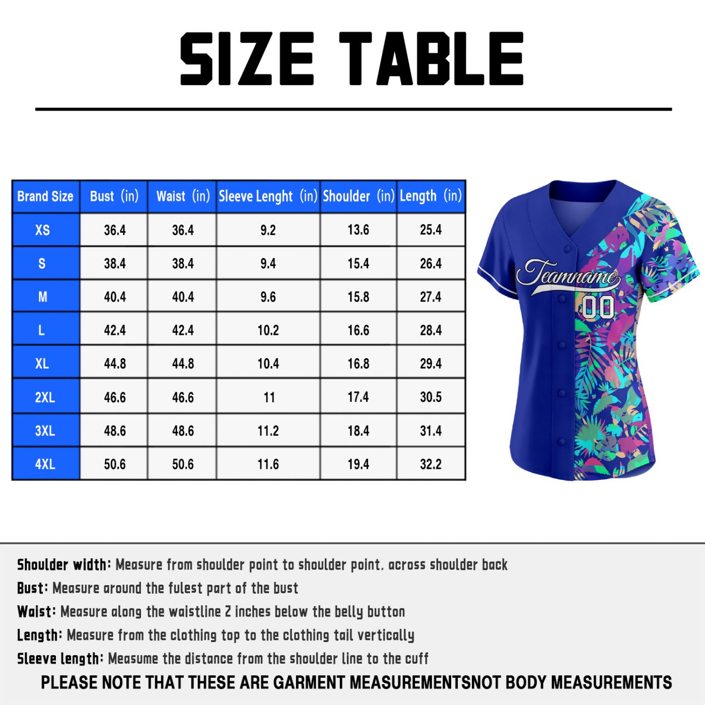 Women's Custom Split Half Solid Blue Half Tropical Baseball Jersey - Personalized Team Uniform with Name & Number