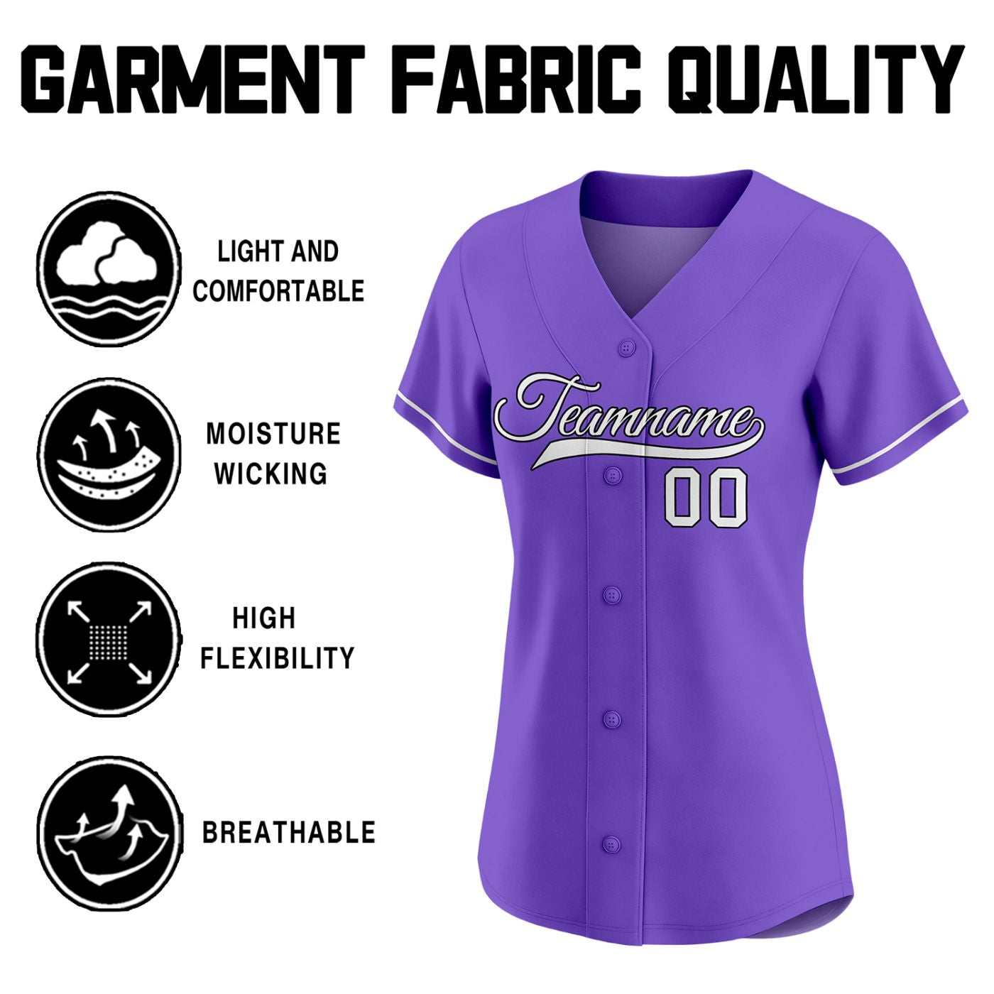 Women's Custom Lavender Purple Baseball Jersey - Personalized Team Shirt