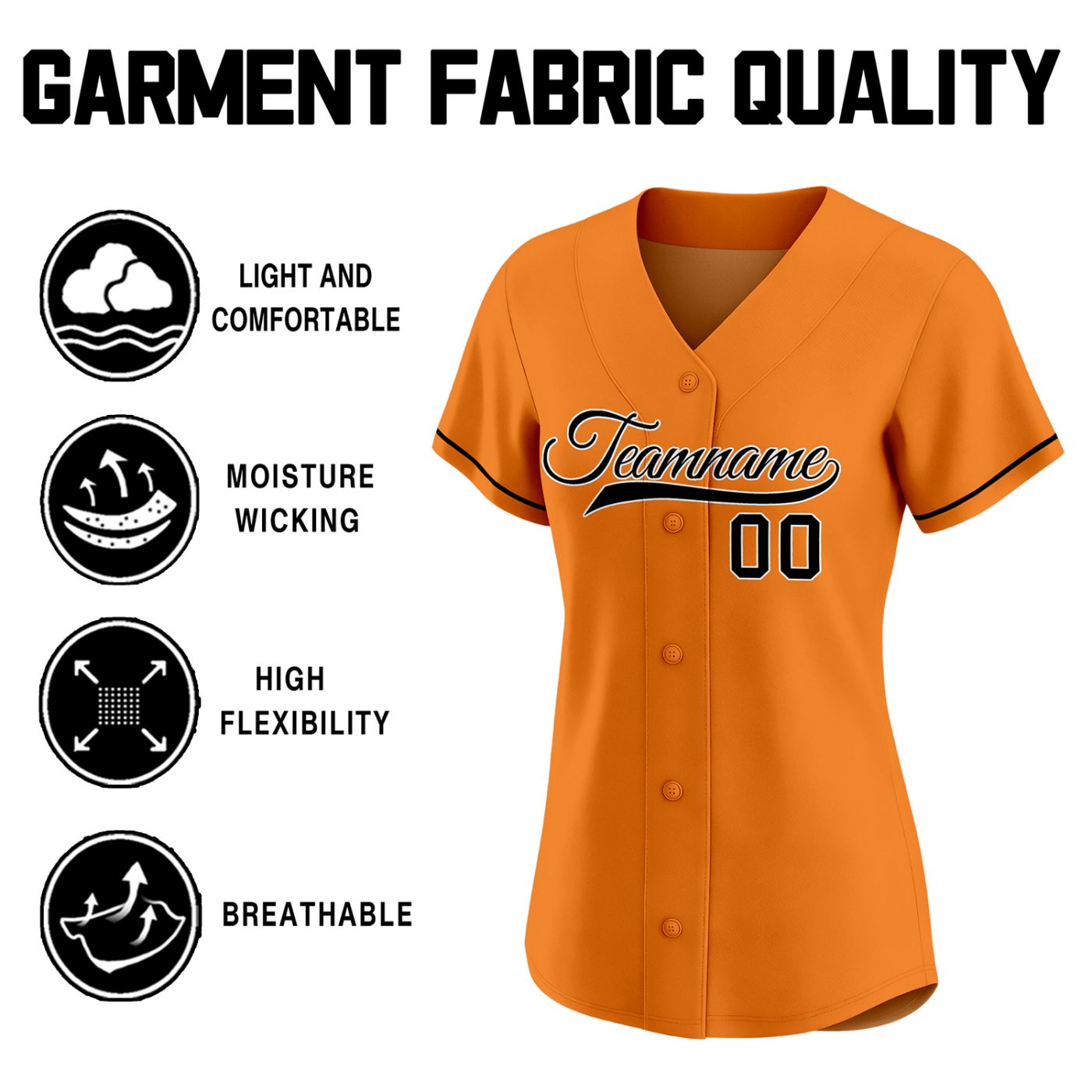 Women's Custom Orange Baseball Jersey - Personalized Team Softball Shirt