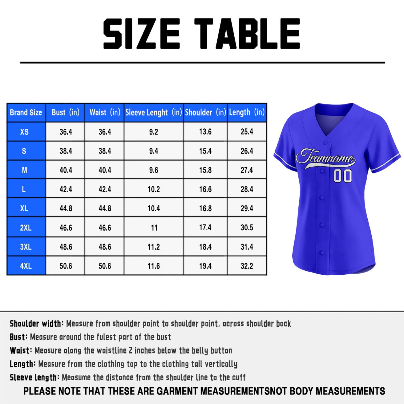 Women's Custom Royal Blue Baseball Jersey - Personalized Team Softball Shirt