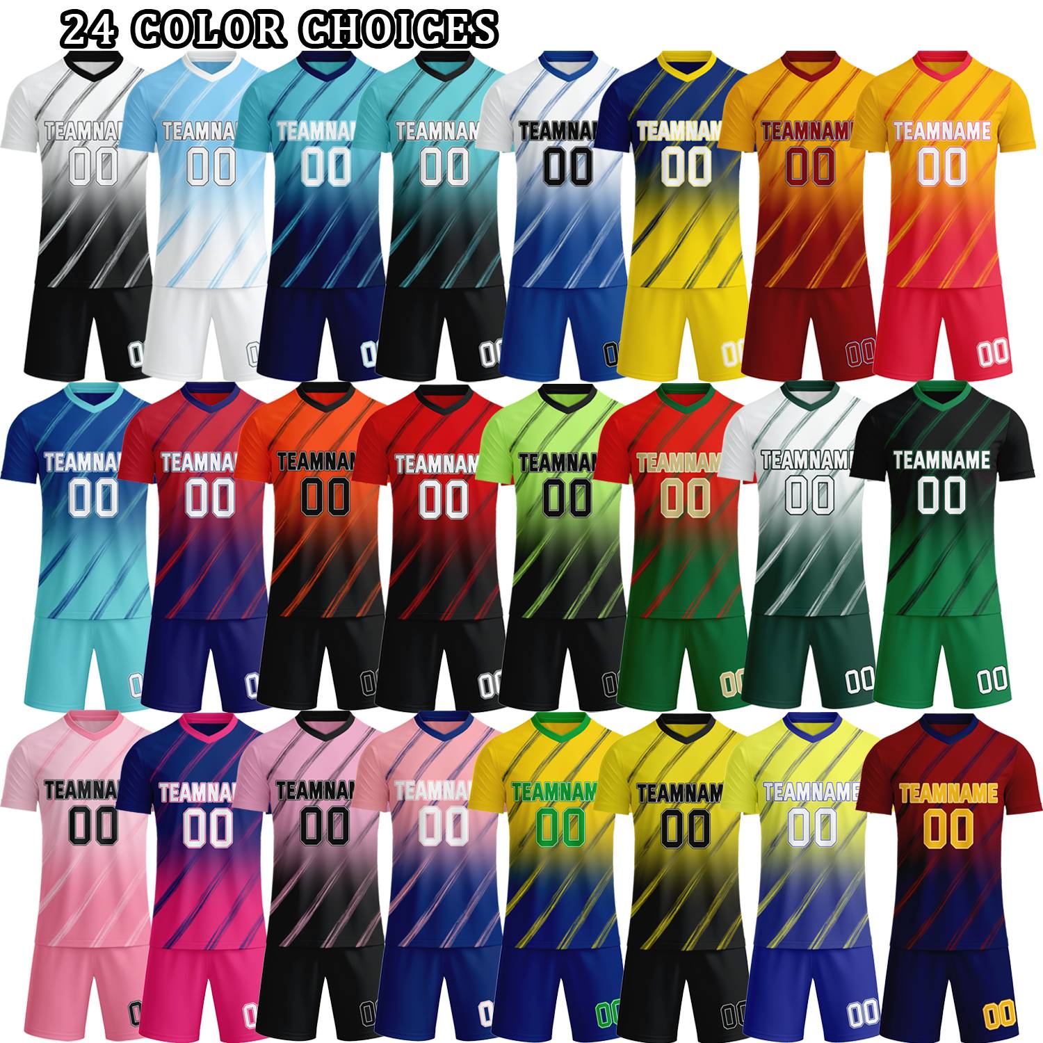 Custom White & Forest Green Gradient Soccer Jersey Set | Personalized Team Uniform | Vosoli