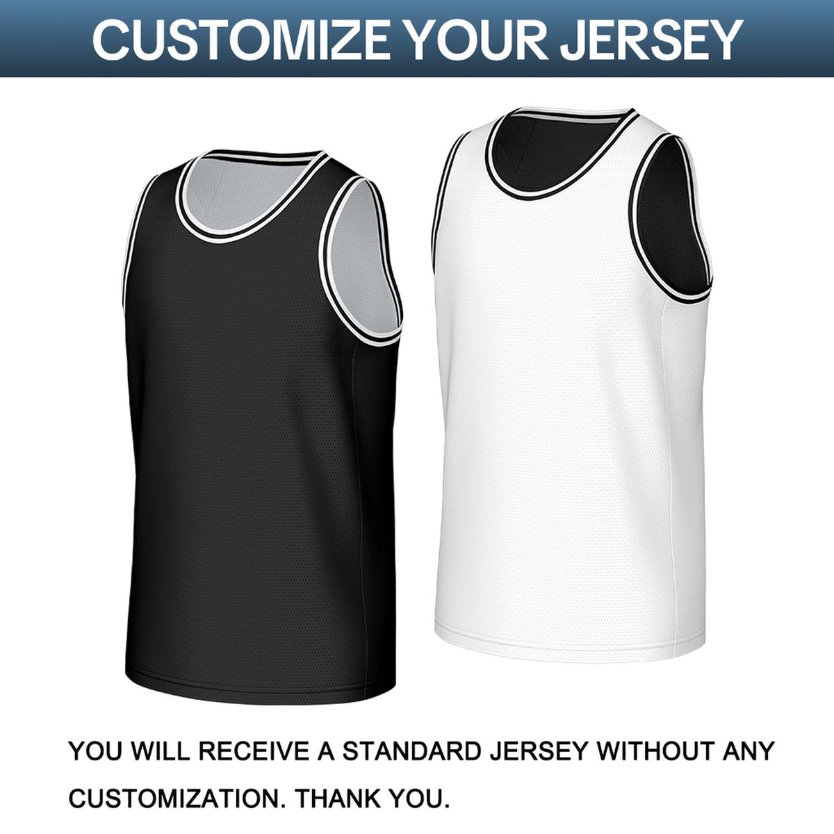 Custom Black & White Reversible Basketball Jersey | Personalized Sleeveless Mesh Jersey for Adult Youth
