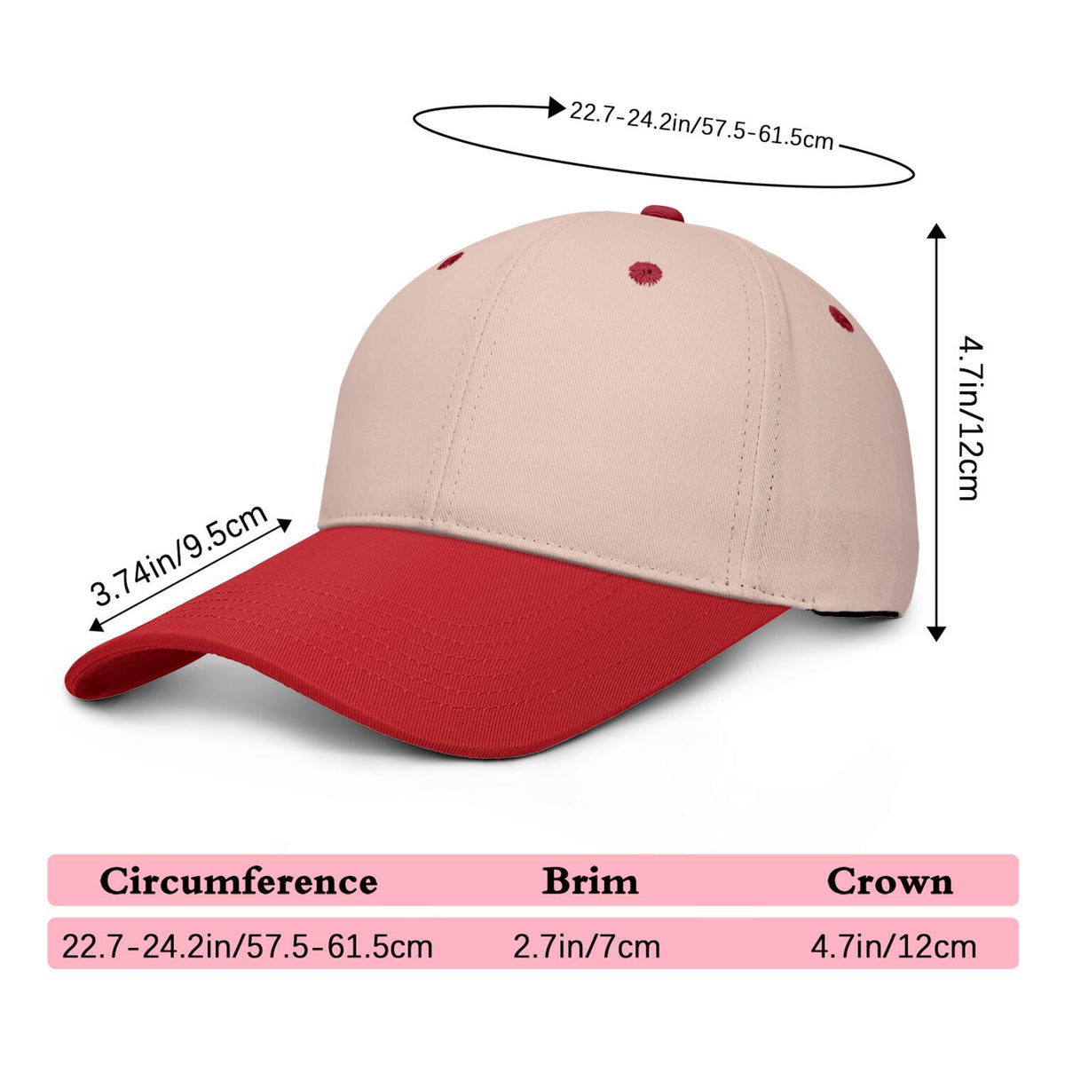 Vosoli Sand & Red Color-Block Deep Bill Baseball Cap - Unisex Custom 3D Embroidery or Print Hat