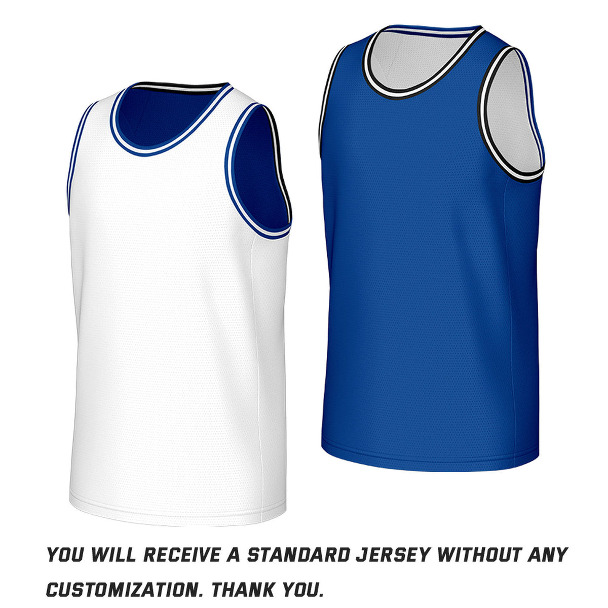 Custom Classic Double Trim Reversible Basketball Jersey White & Blue Mesh Team Uniform for Adult Youth