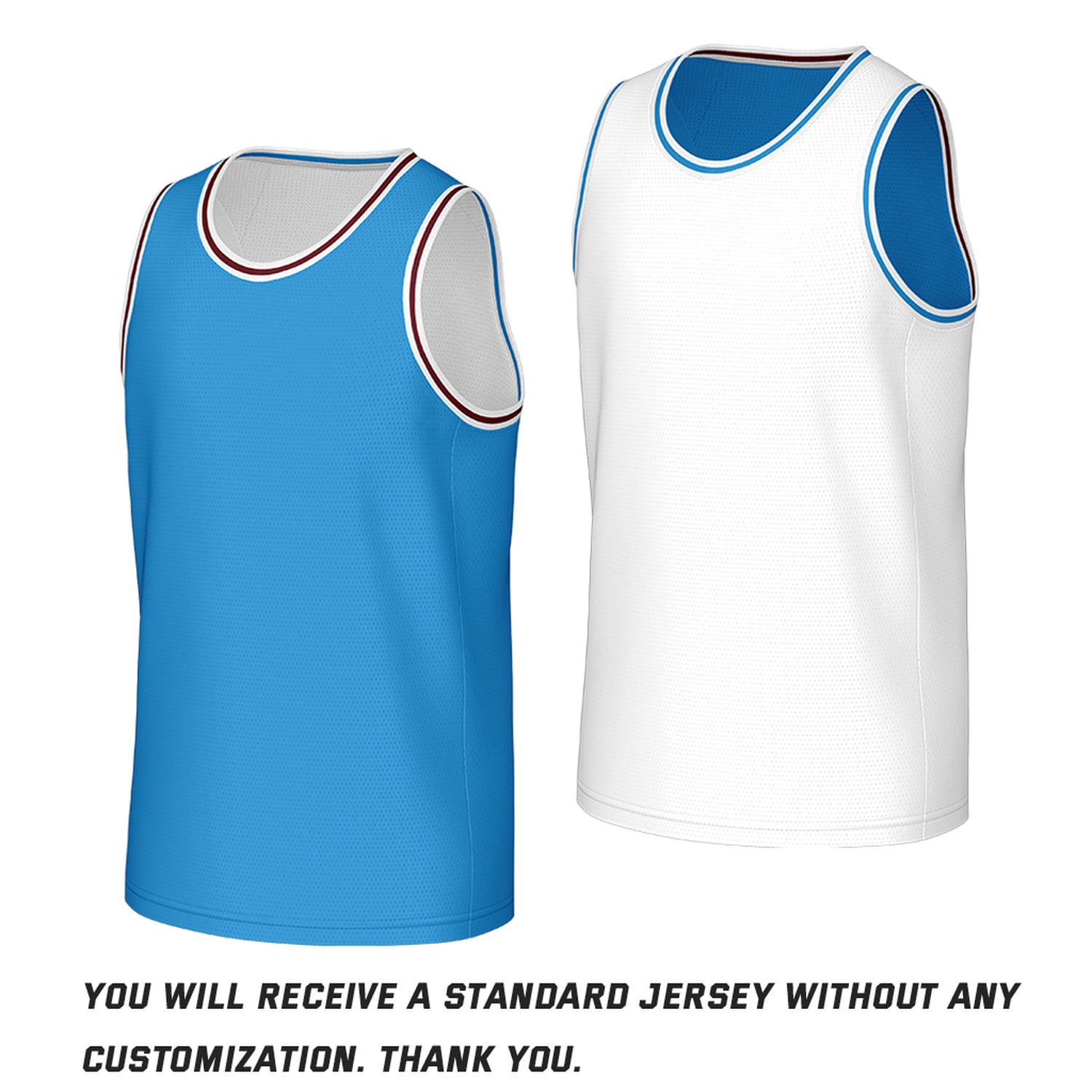 Custom Classic Double Trim Reversible Basketball Jersey Light Blue & White Mesh Team Uniform for Adult Youth